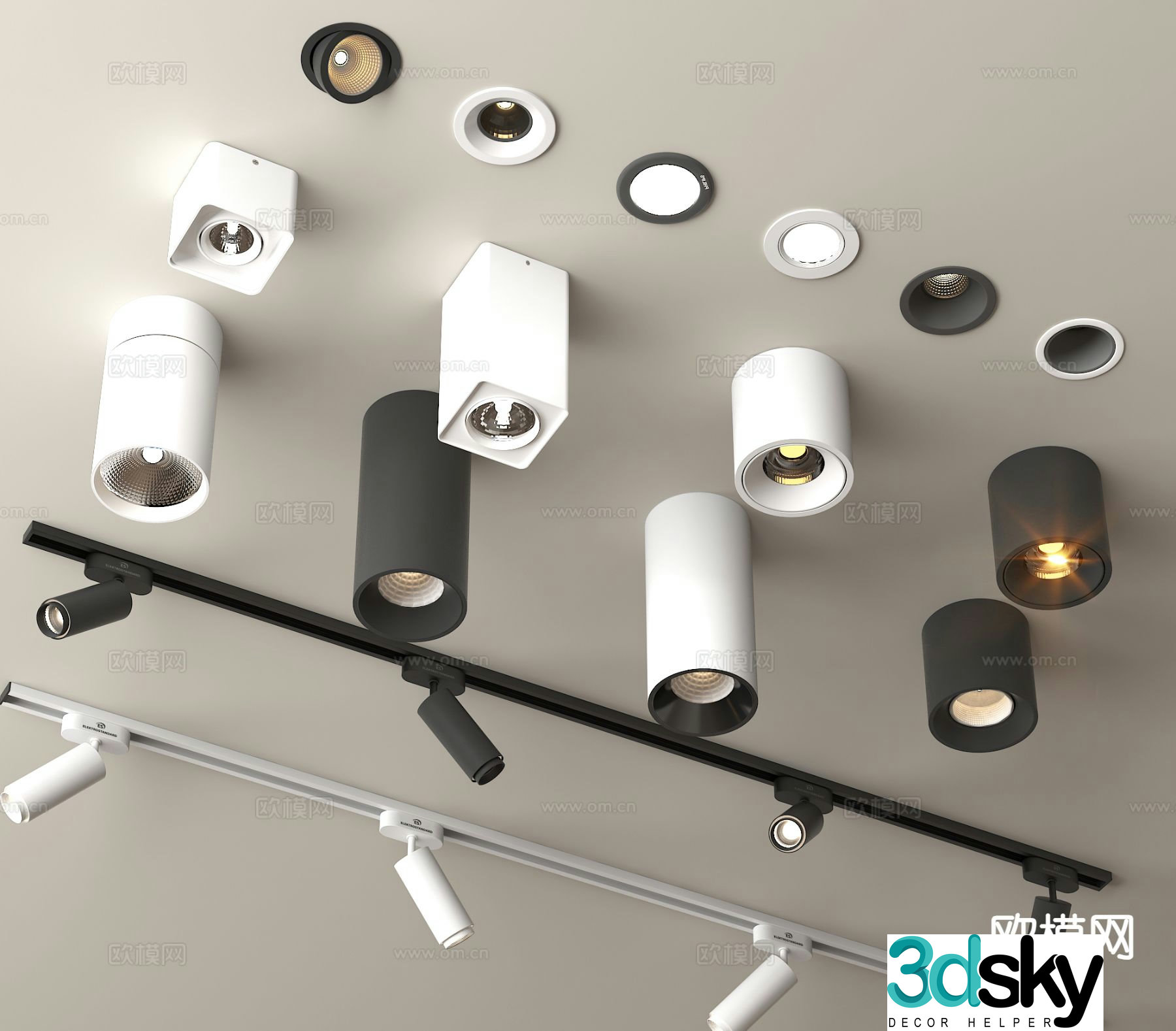 Modern downlight spotlight surface-mounted downlight magnetic track light 3D model