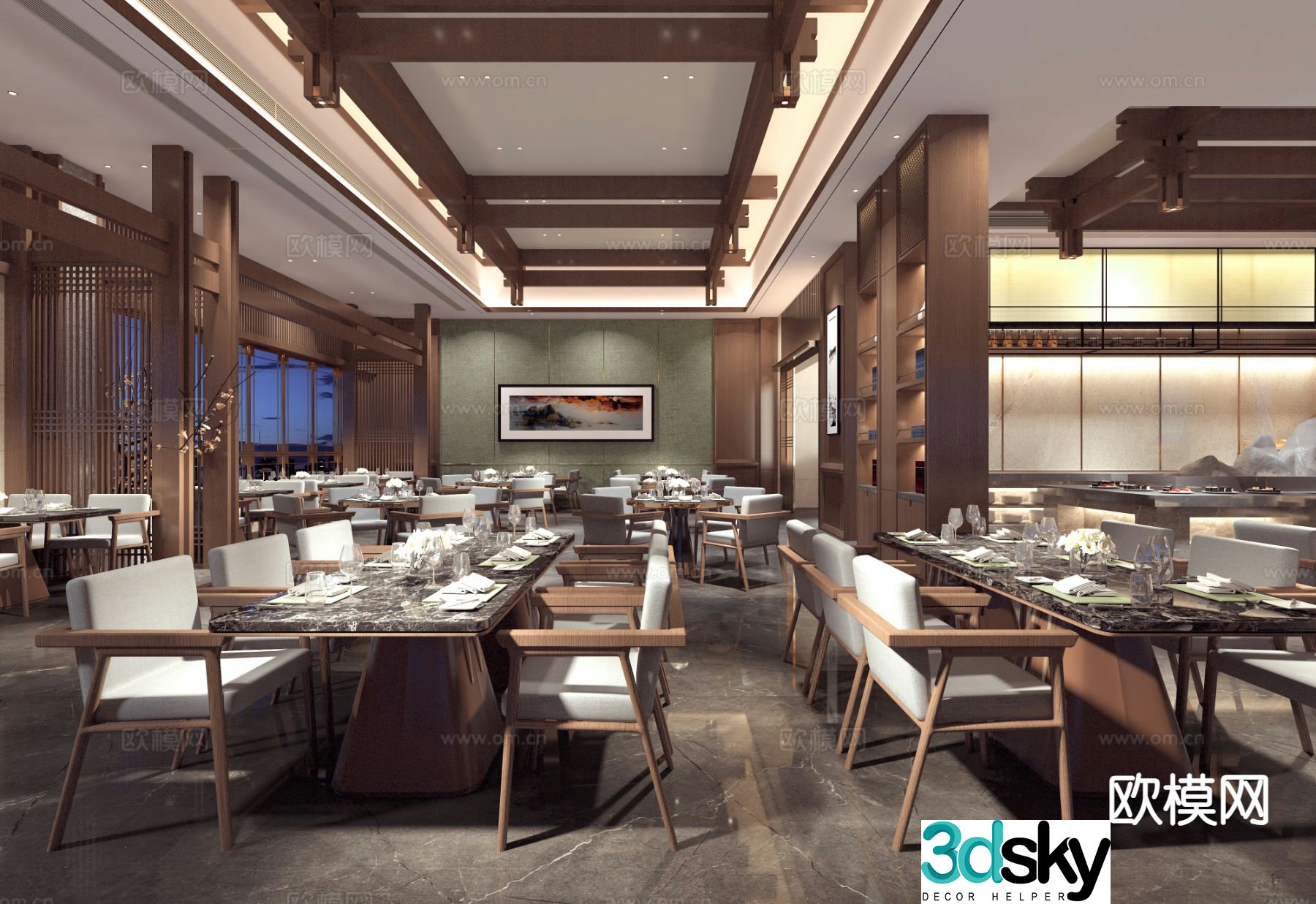 New Chinese buffet restaurant 3d model