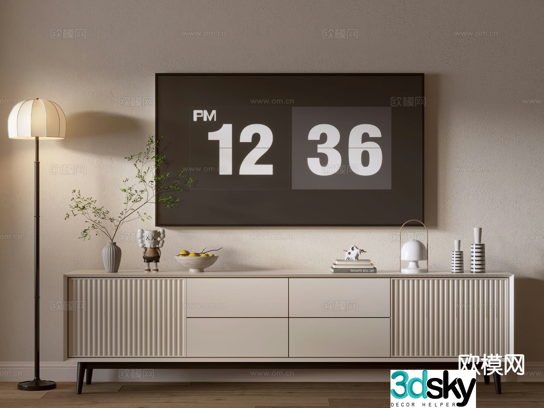 Cream style TV cabinet 3d model