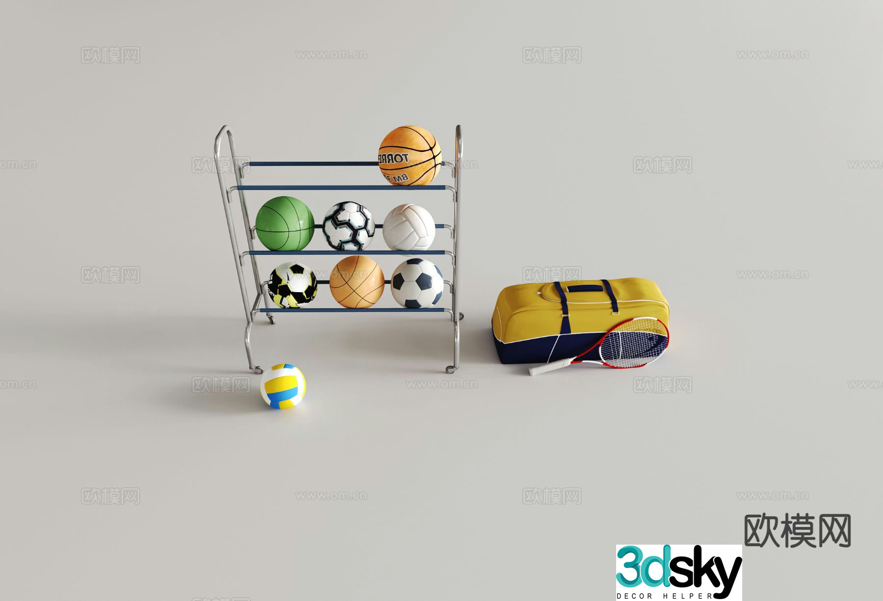 Modern fitness equipment sports equipment ball tennis ball 3d model