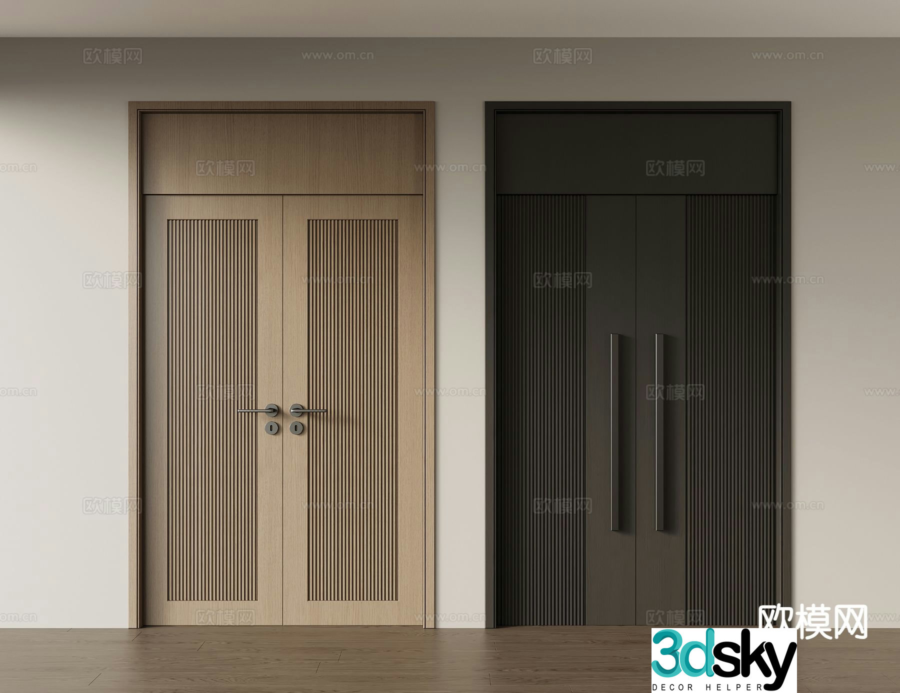 Italian entrance door double-open door double-open door 3D model