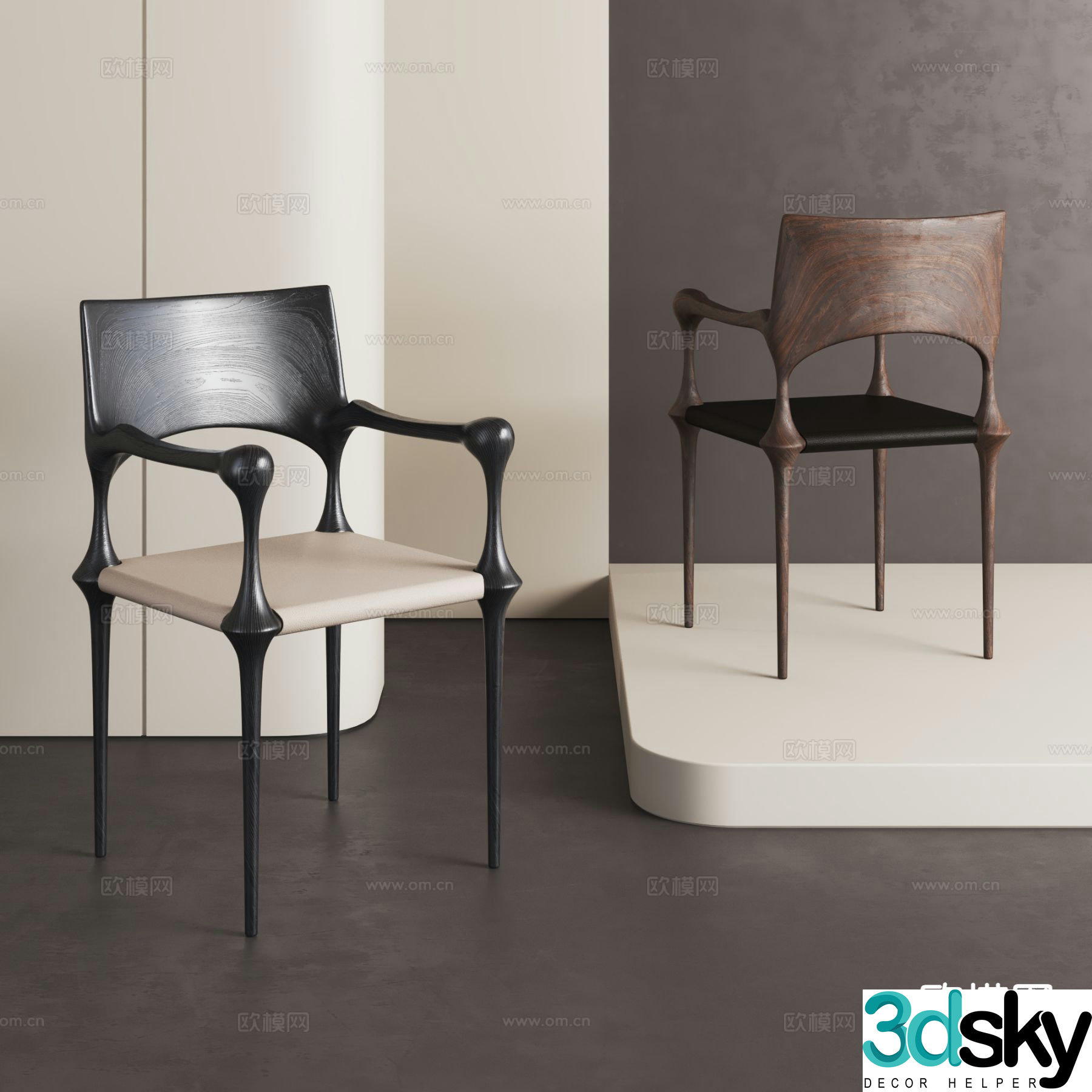 Medieval single chair dining chair 3d model
