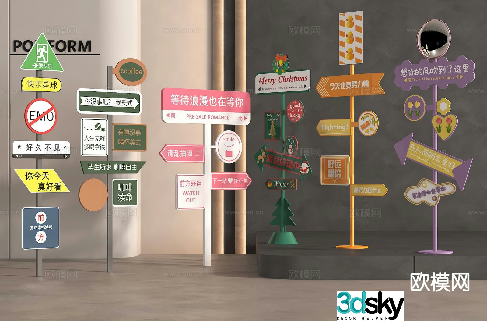 Internet celebrity sign, Internet celebrity street sign, guide sign 3D model