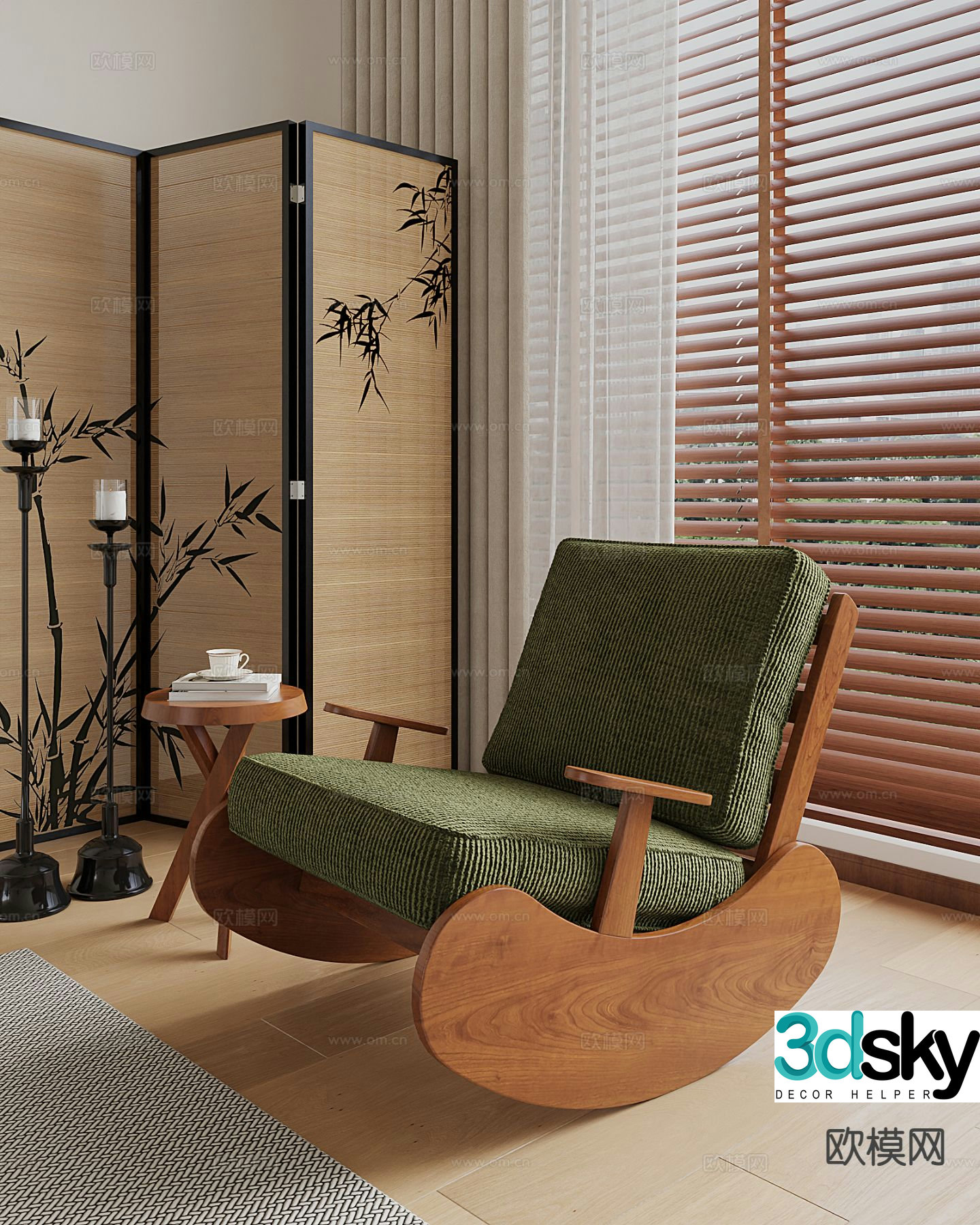 Medieval style retro chair rocking chair leisure chair 3d model