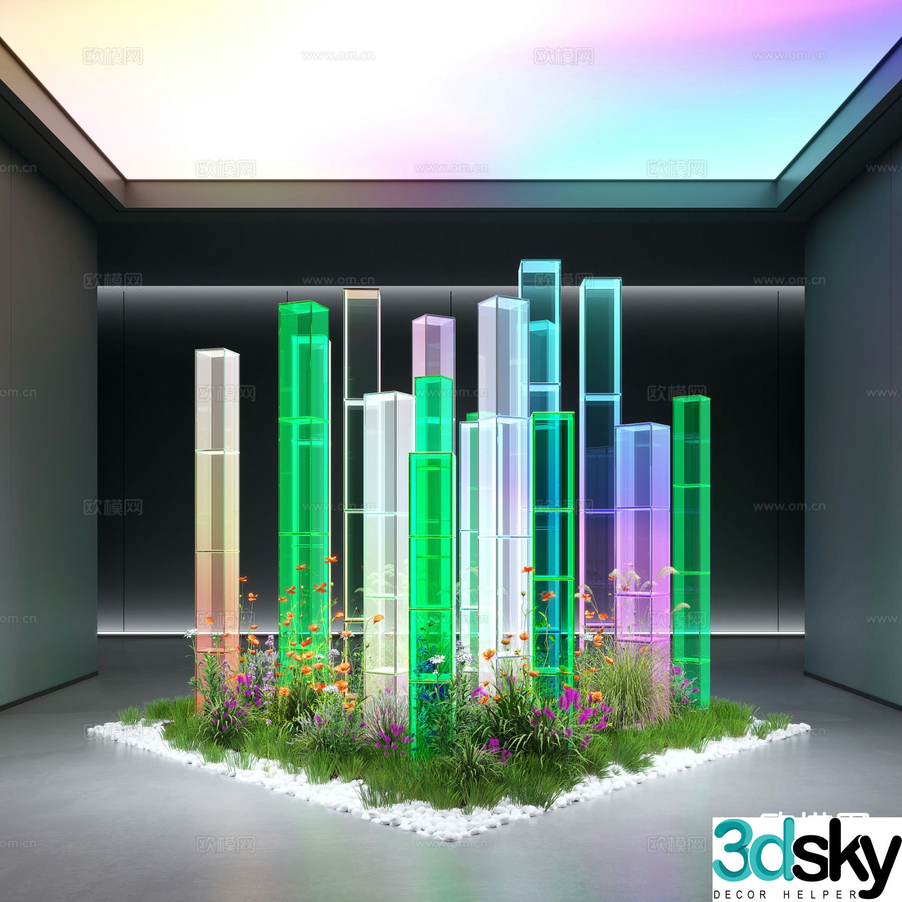 Modern indoor landscape landscaping artistic landscaping 3d model