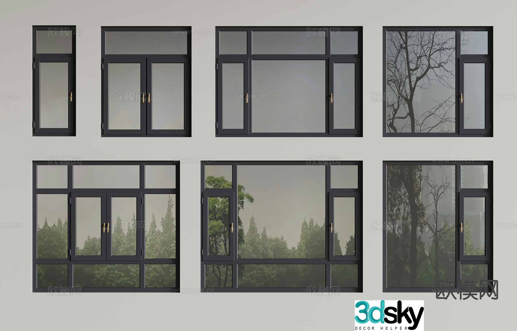 Modern window casement window floor-to-ceiling window 3d model