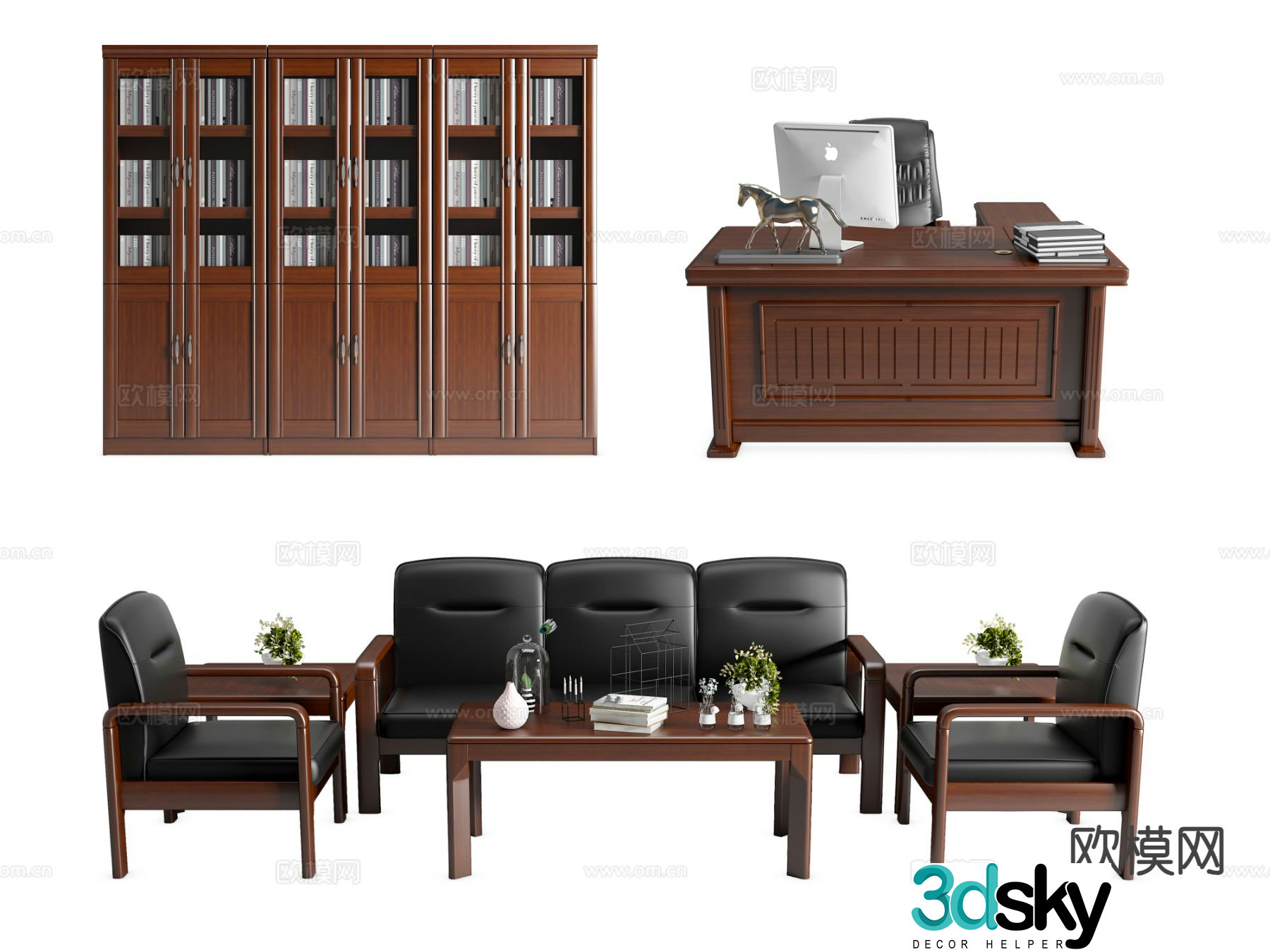 Modern executive desk and chair boss desk and chair 3d model