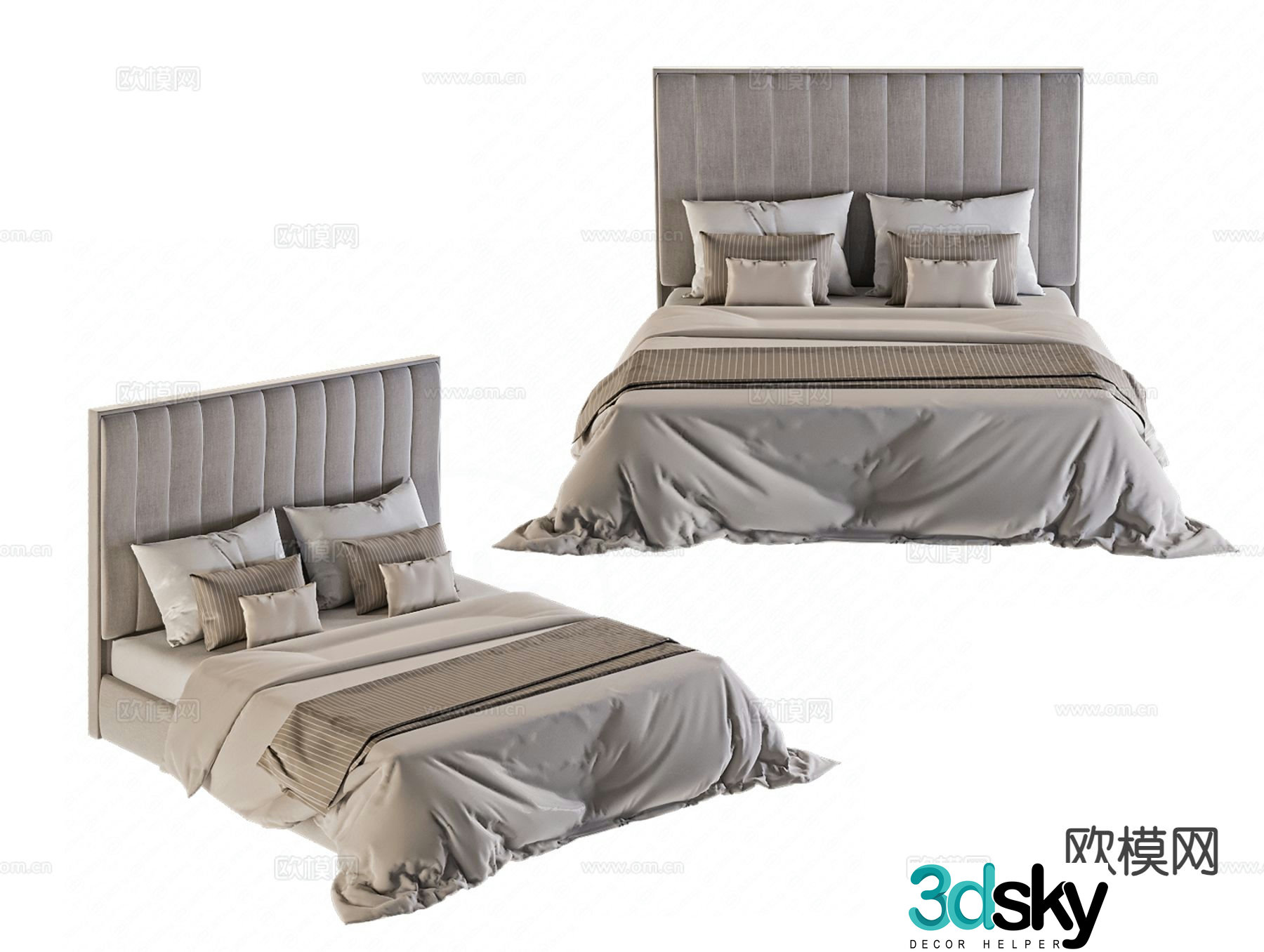 Modern double bed 3d model