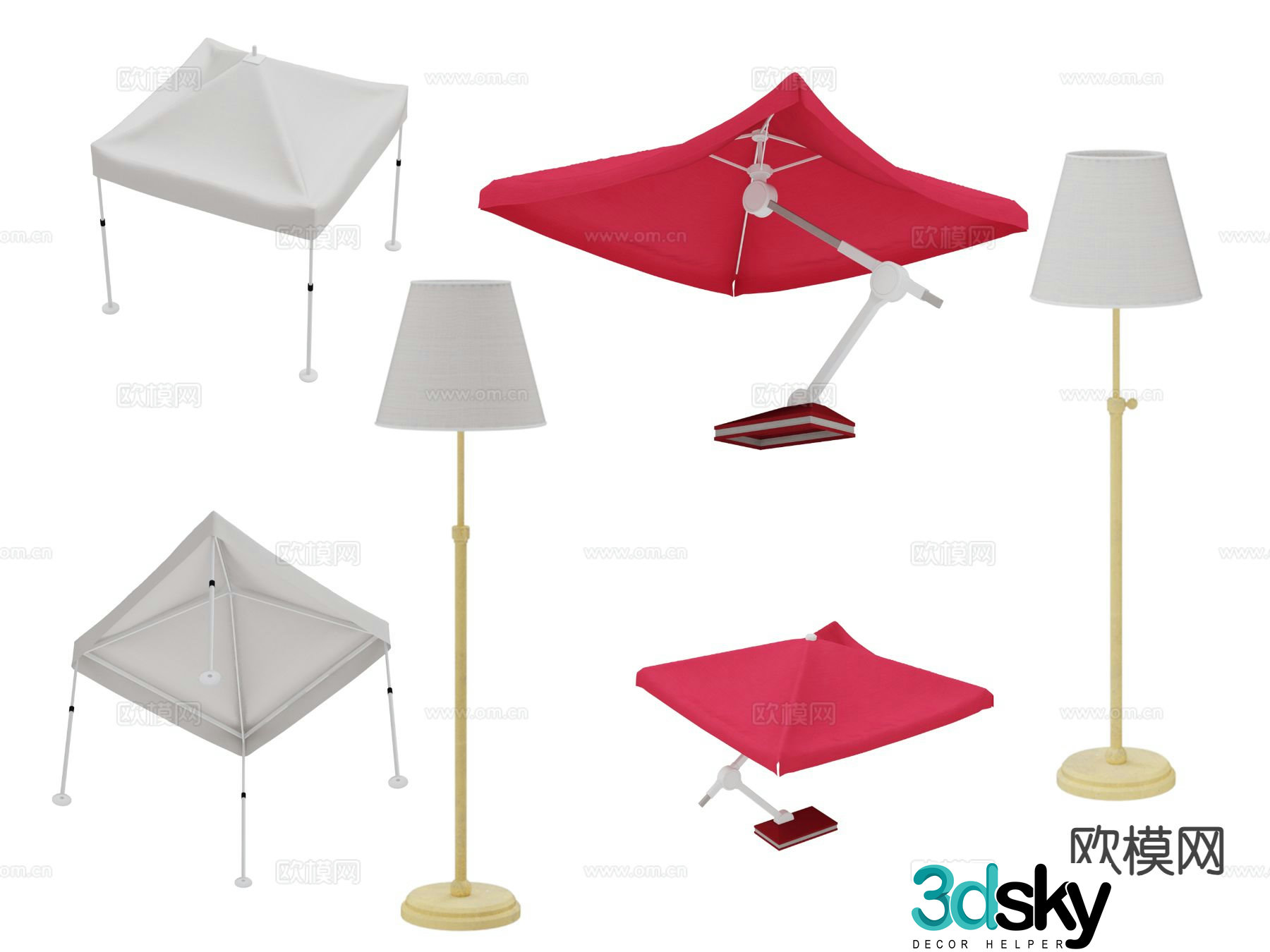tent folding tent floor lamp 3d model