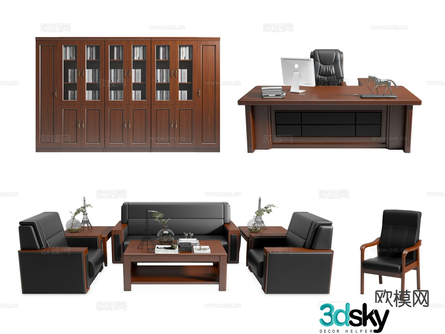Modern executive desk and chair boss desk and chair 3d model