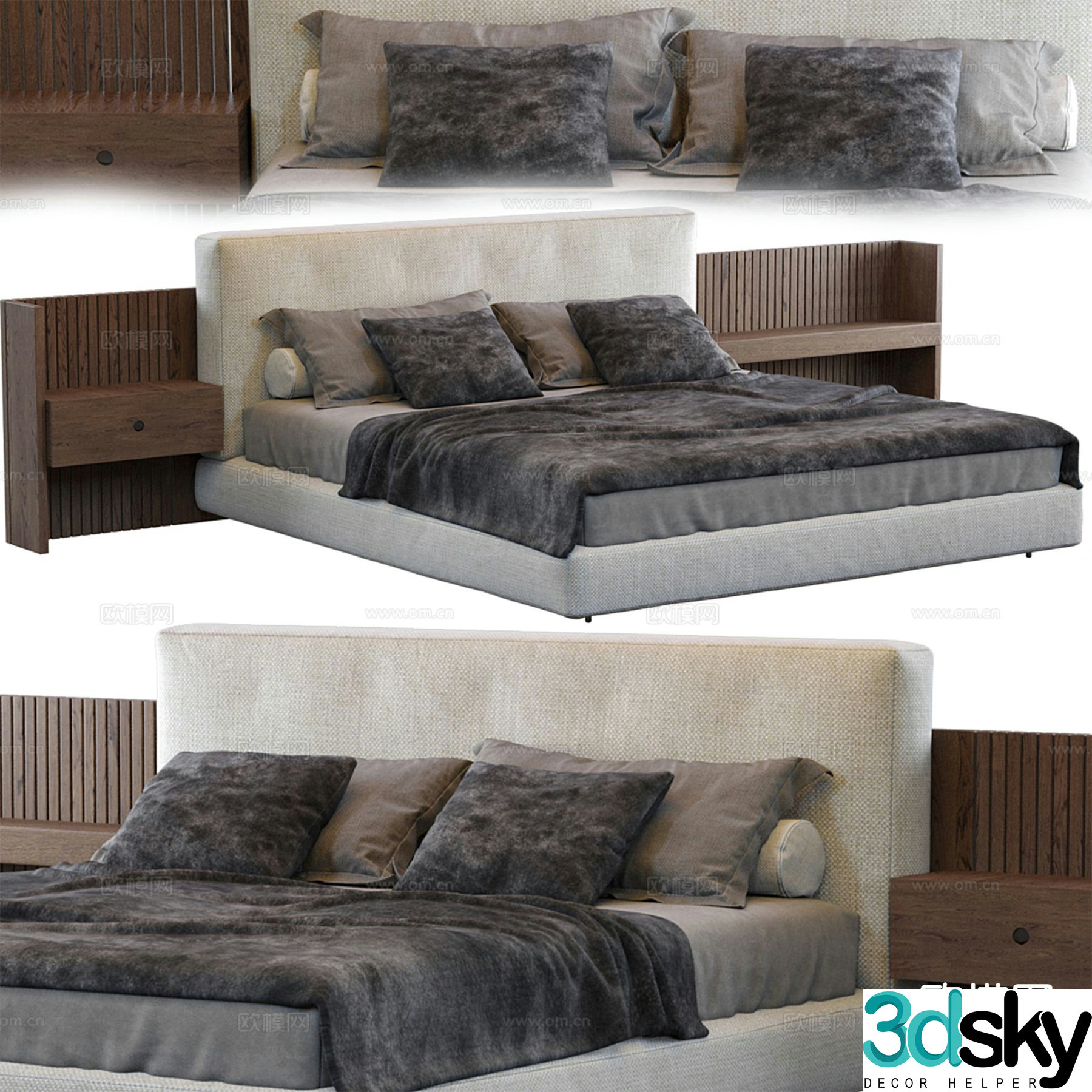 Brasilia Italian double bed 3d model