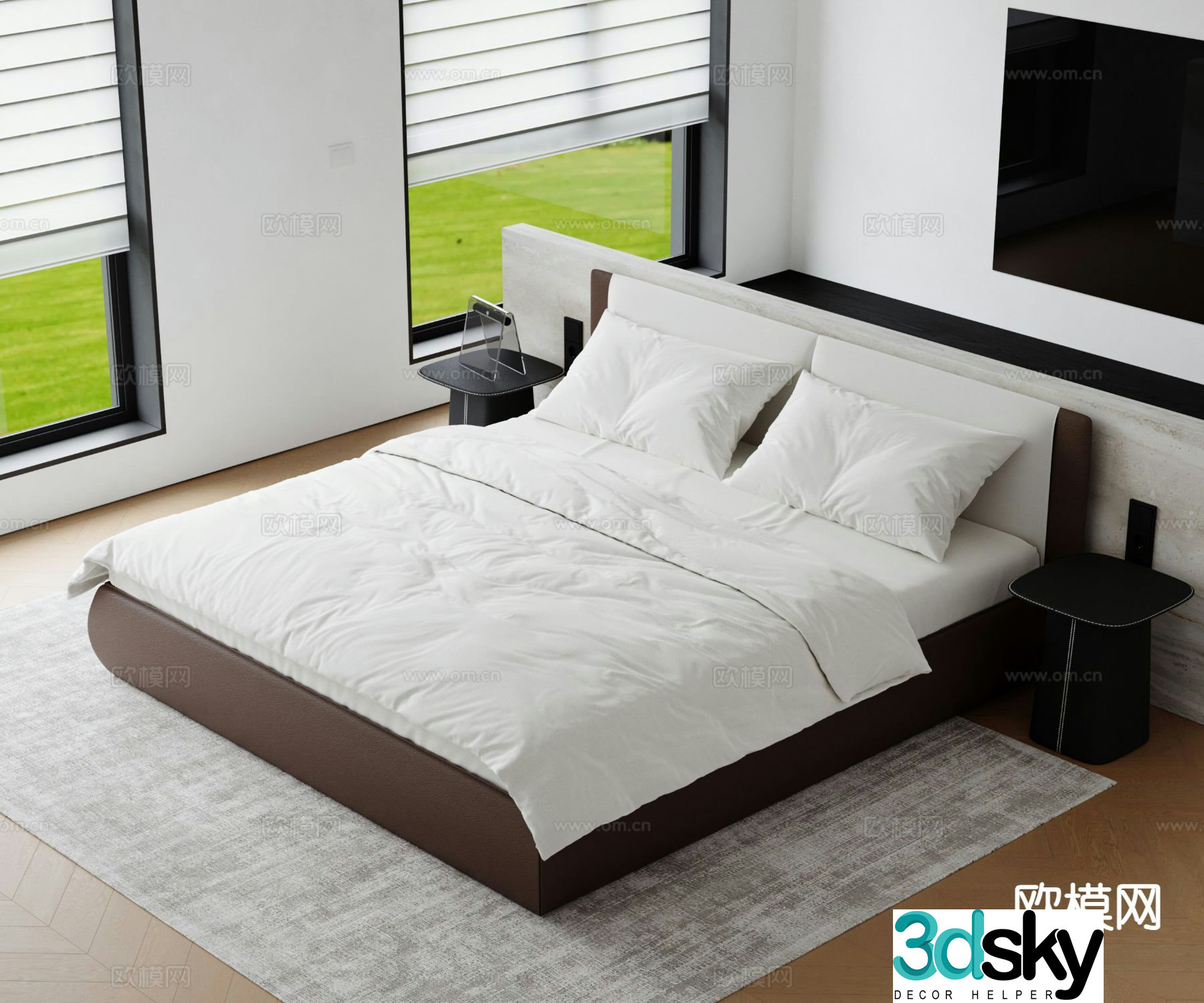 Modern double bed 3d model