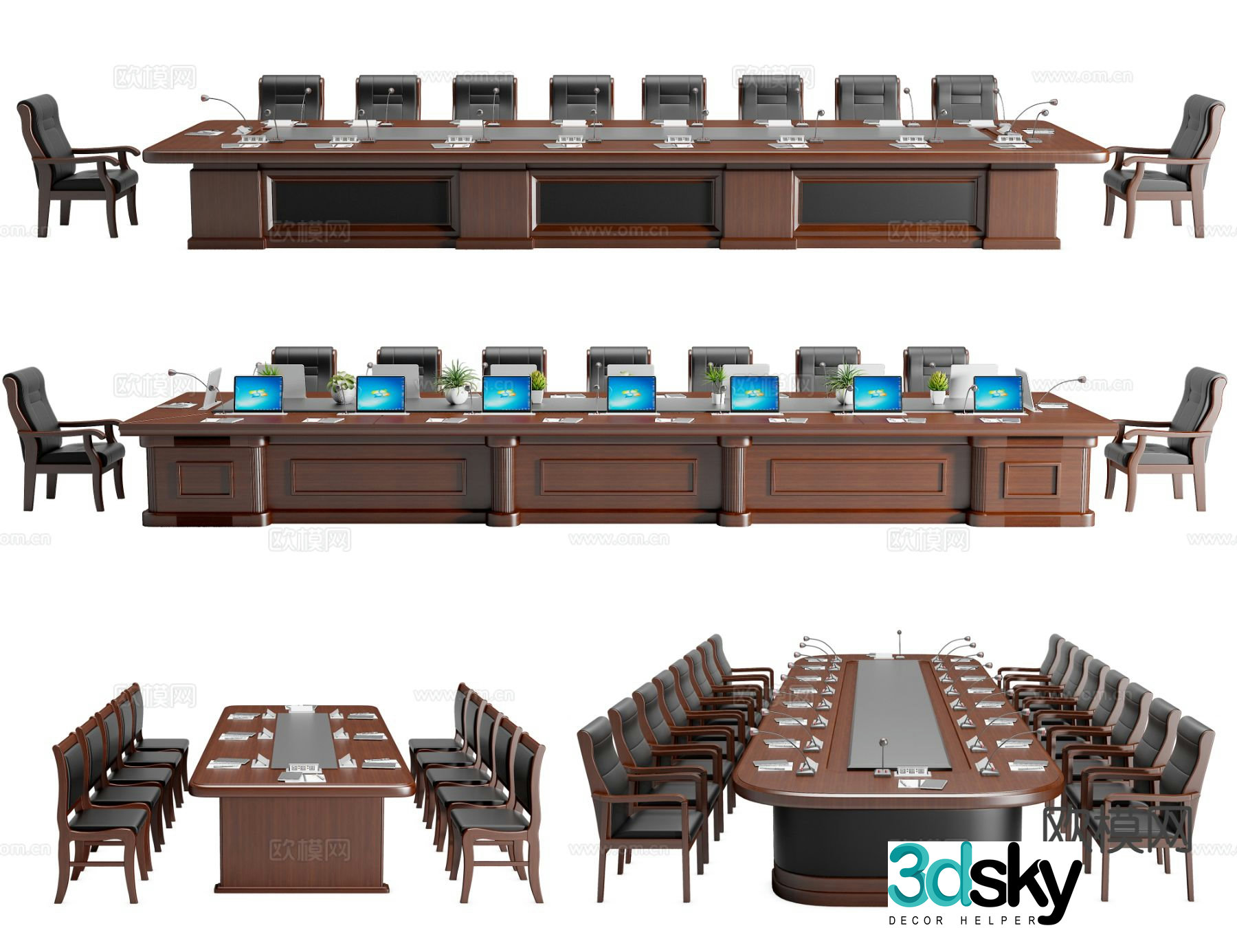Modern conference tables and chairs chairman table and chairs 3d model
