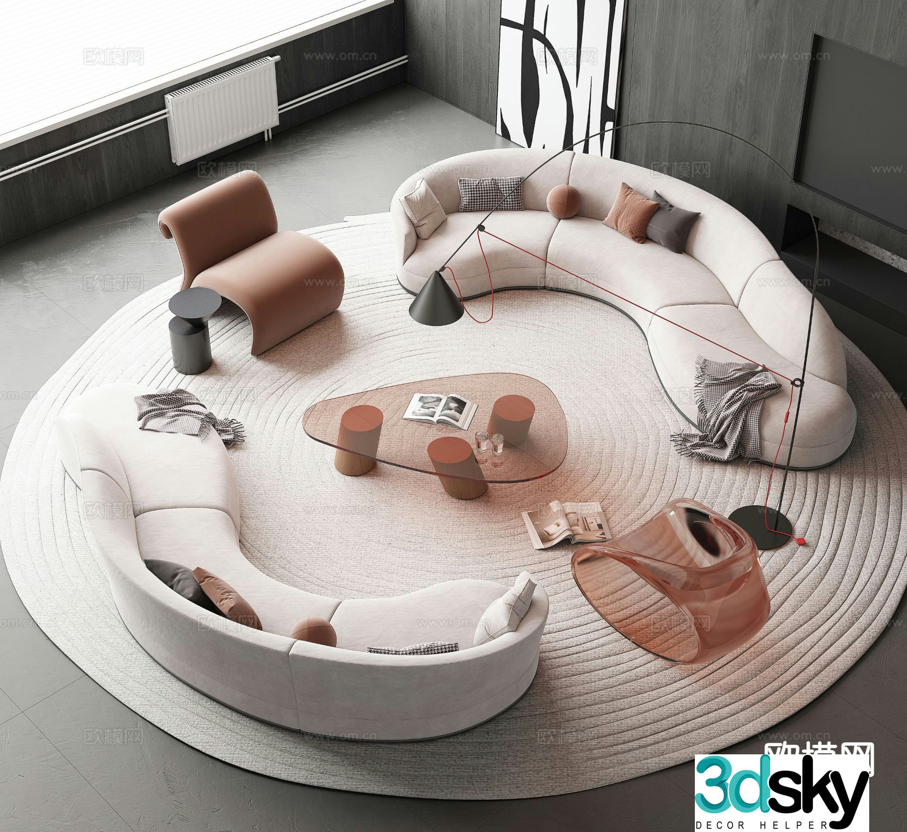 Modern sectional sofa 3d model