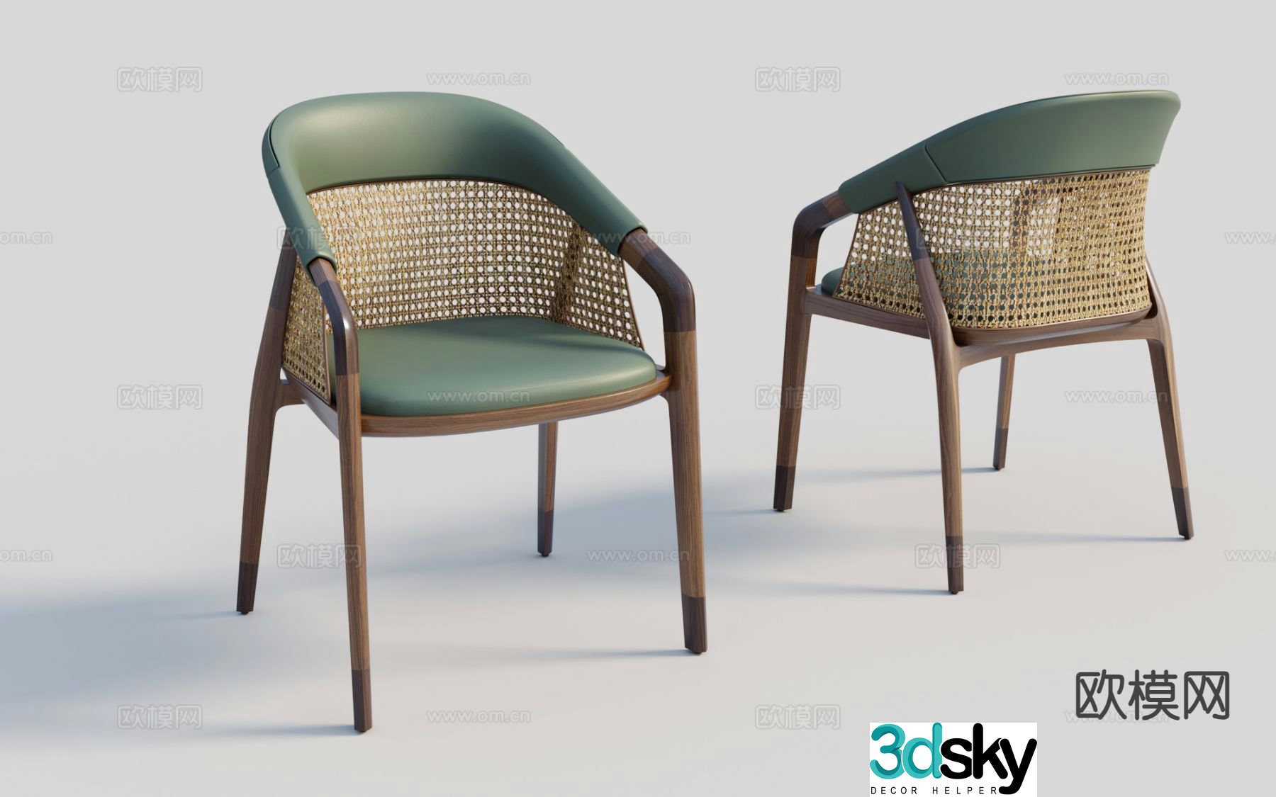 Nordic rattan chair single chair dining chair leisure chair 3d model