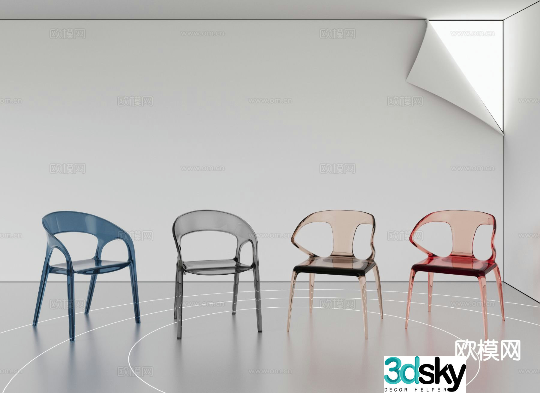 Modern creative transparent chair acrylic chair 3d model