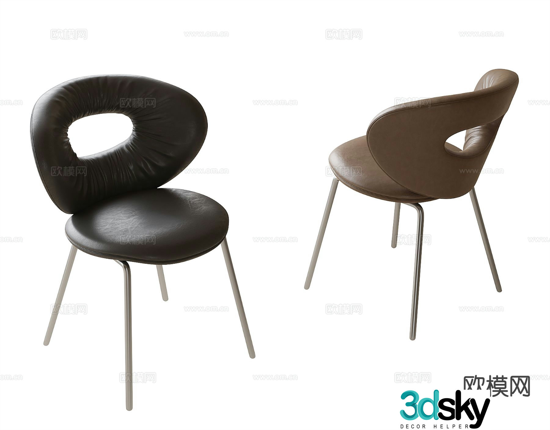 Modern dining chair single chair chair 3d model