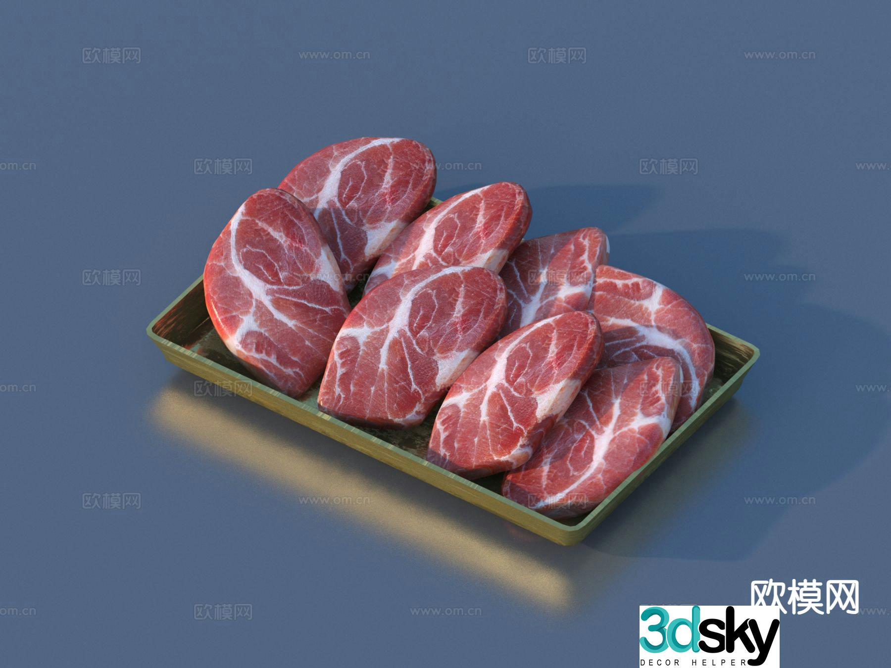 Meat meat pork beef mutton meat slices food 3d model