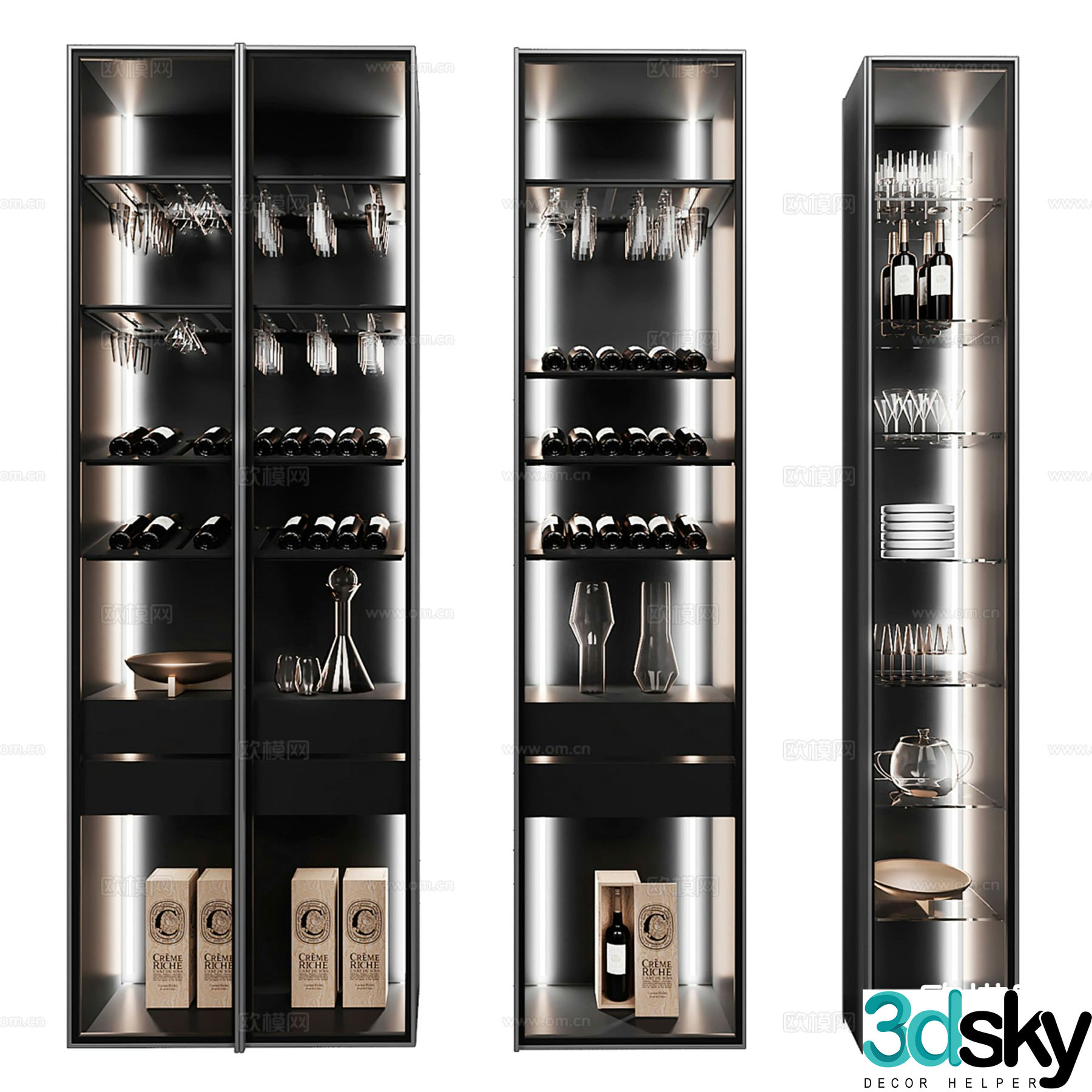 Modern glass wine cabinet 3d model