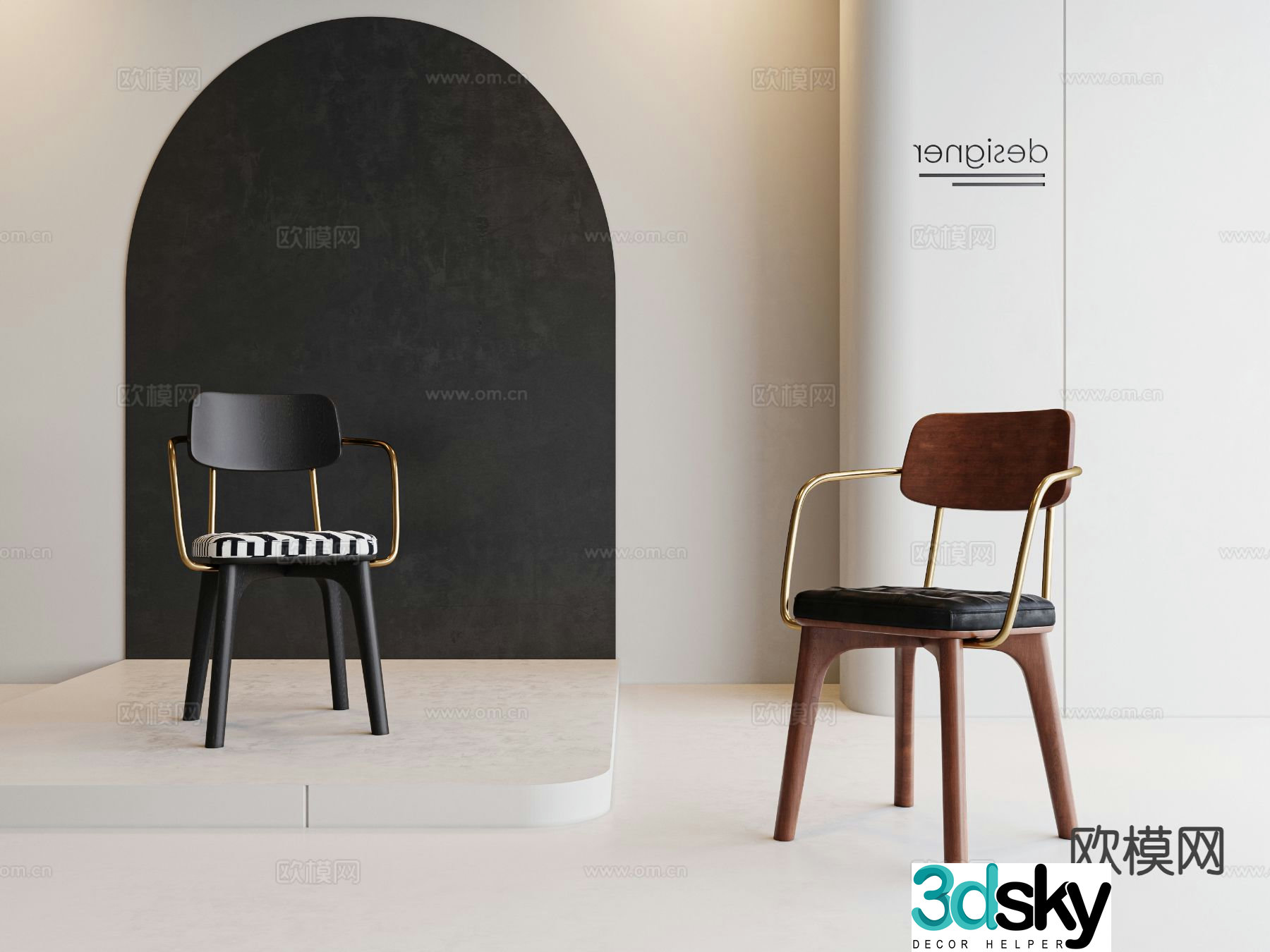 Medieval style chair single chair dining chair 3d model