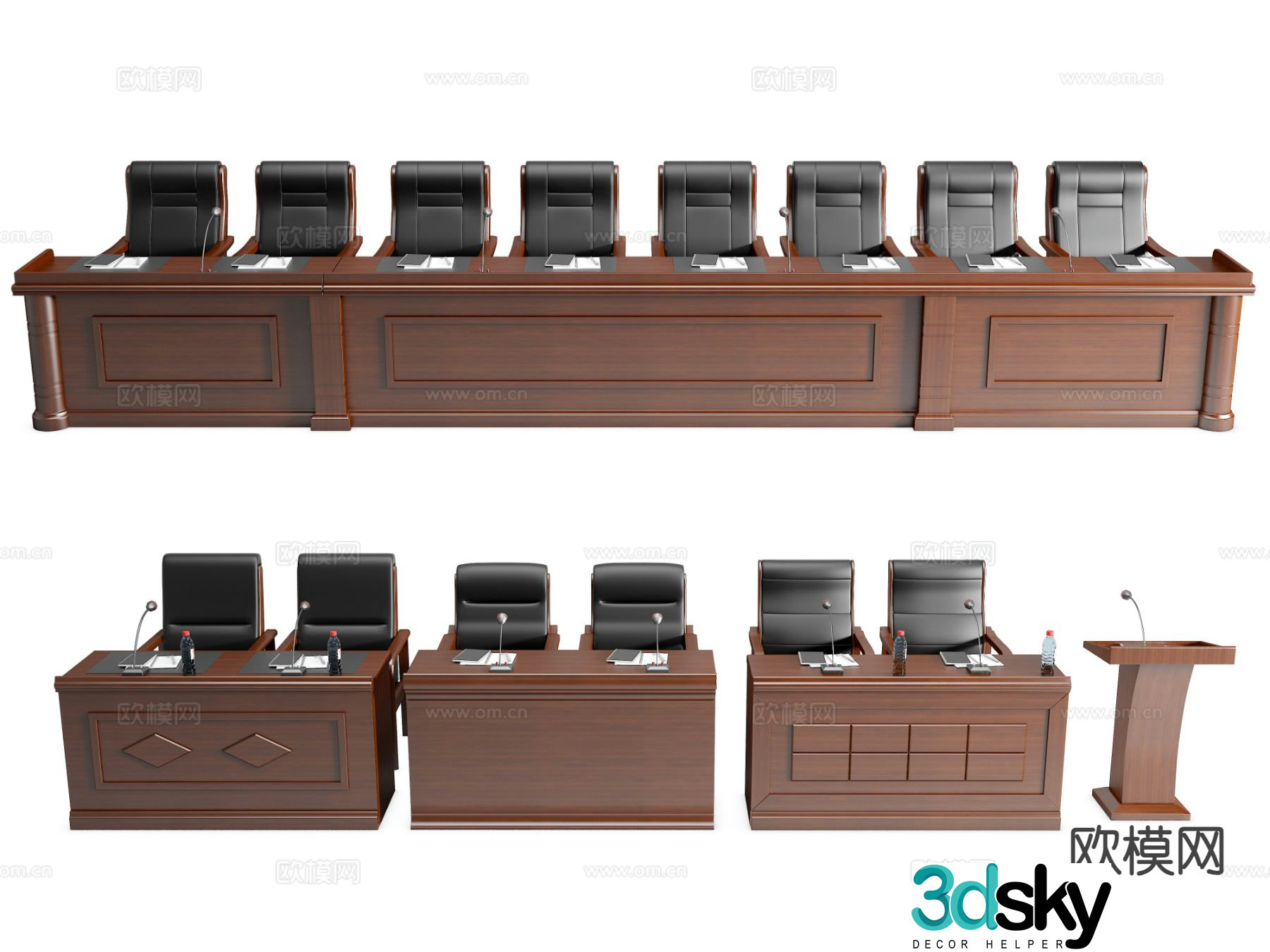 Modern conference tables and chairs chairman table and chairs 3d model