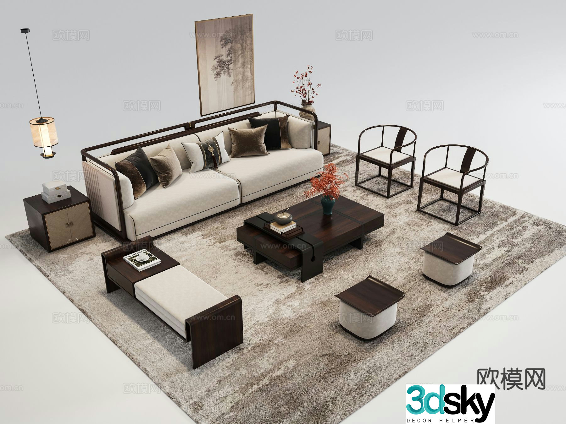 New Chinese style sofa set 3d model