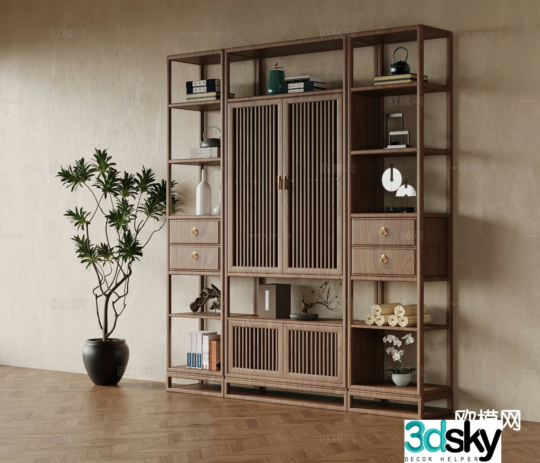 New Chinese style tea cabinet 3D model