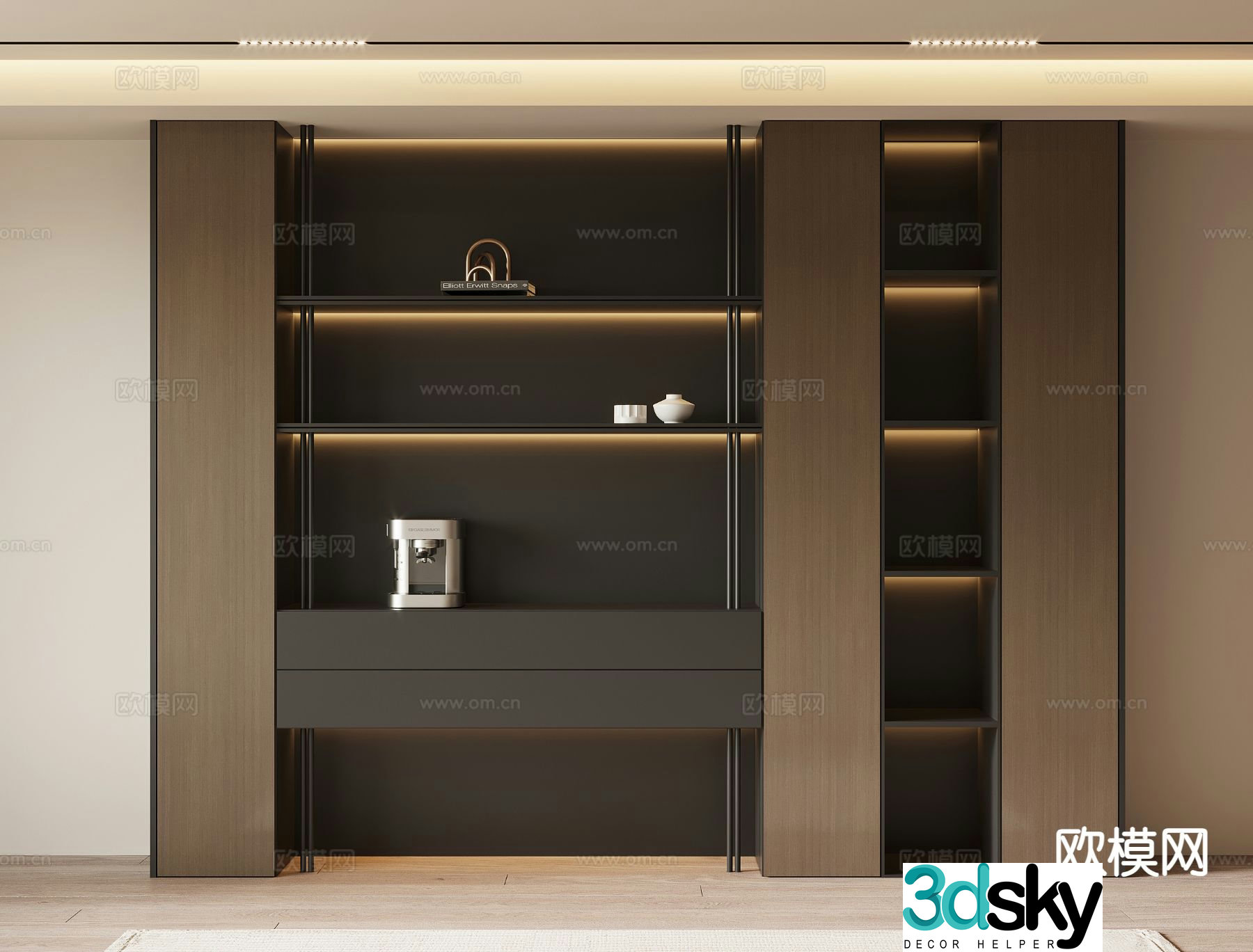 Italian bookcase display case 3d model