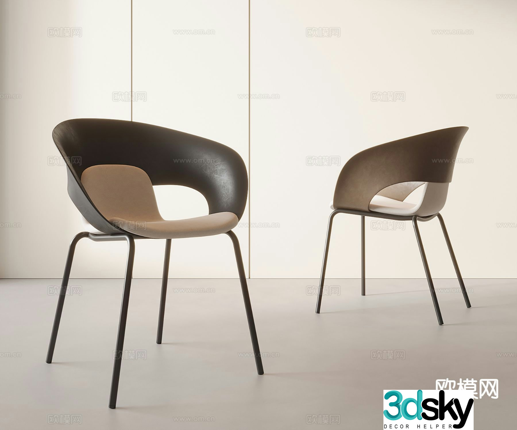 Modern dining chair single chair chair 3d model