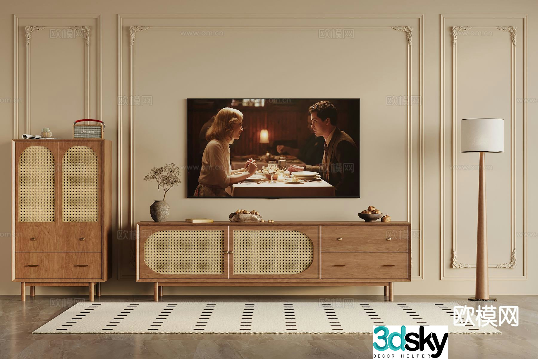 Medieval style TV cabinet 3D model