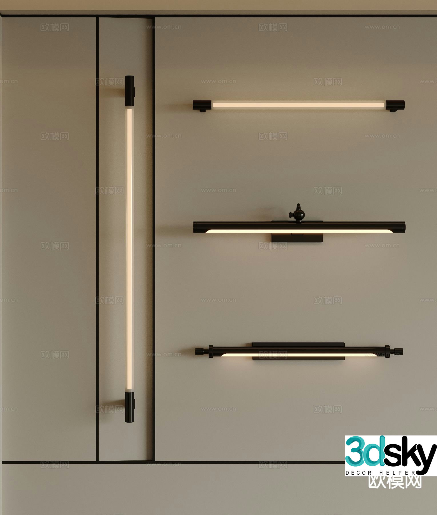 Modern wall lamp strip wall lamp straight wall lamp mirror wall lamp 3D model