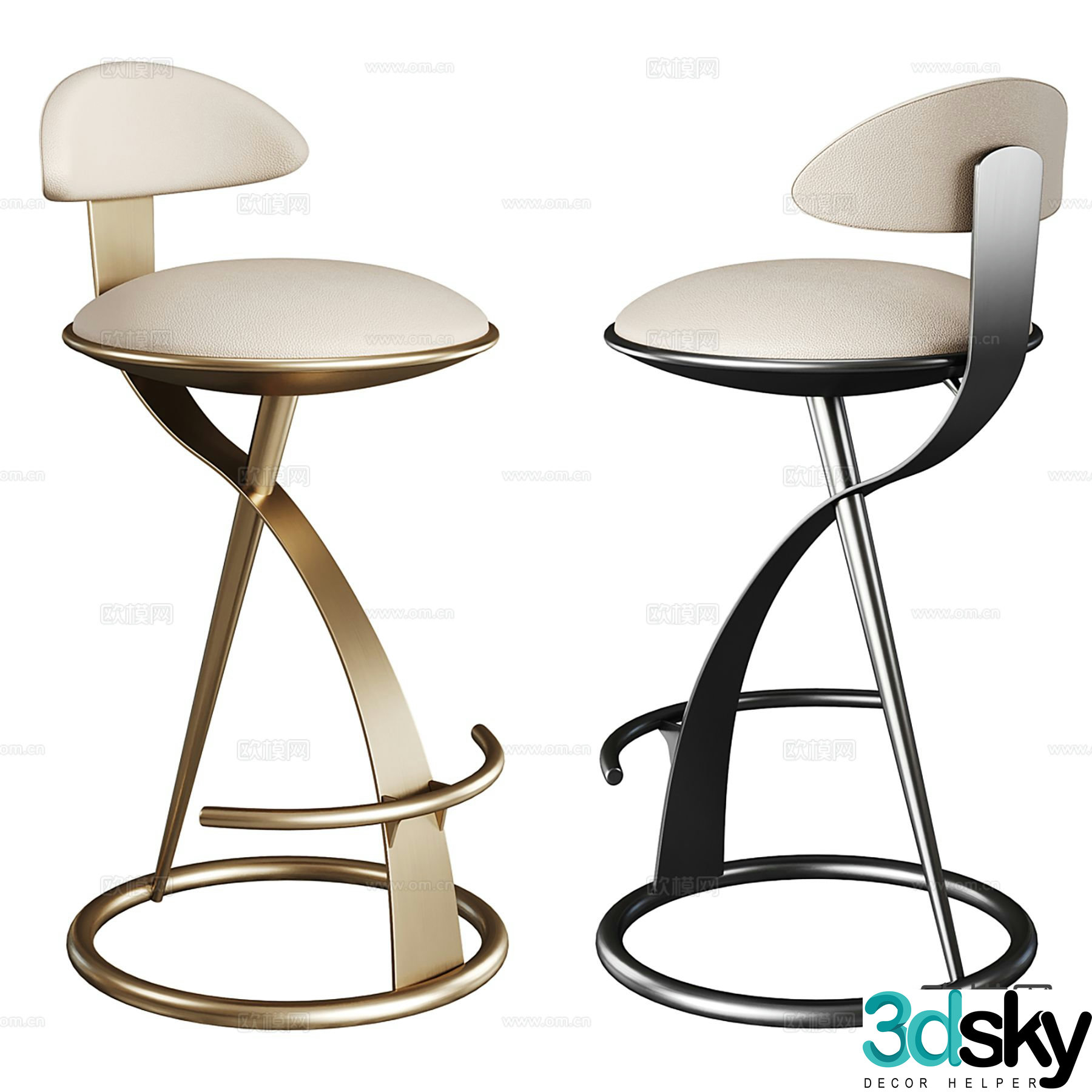 Light luxury bar chair bar stool high stool 3D model