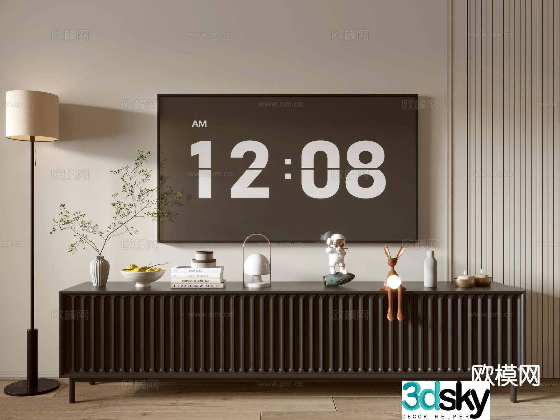 Modern black TV cabinet 3d model