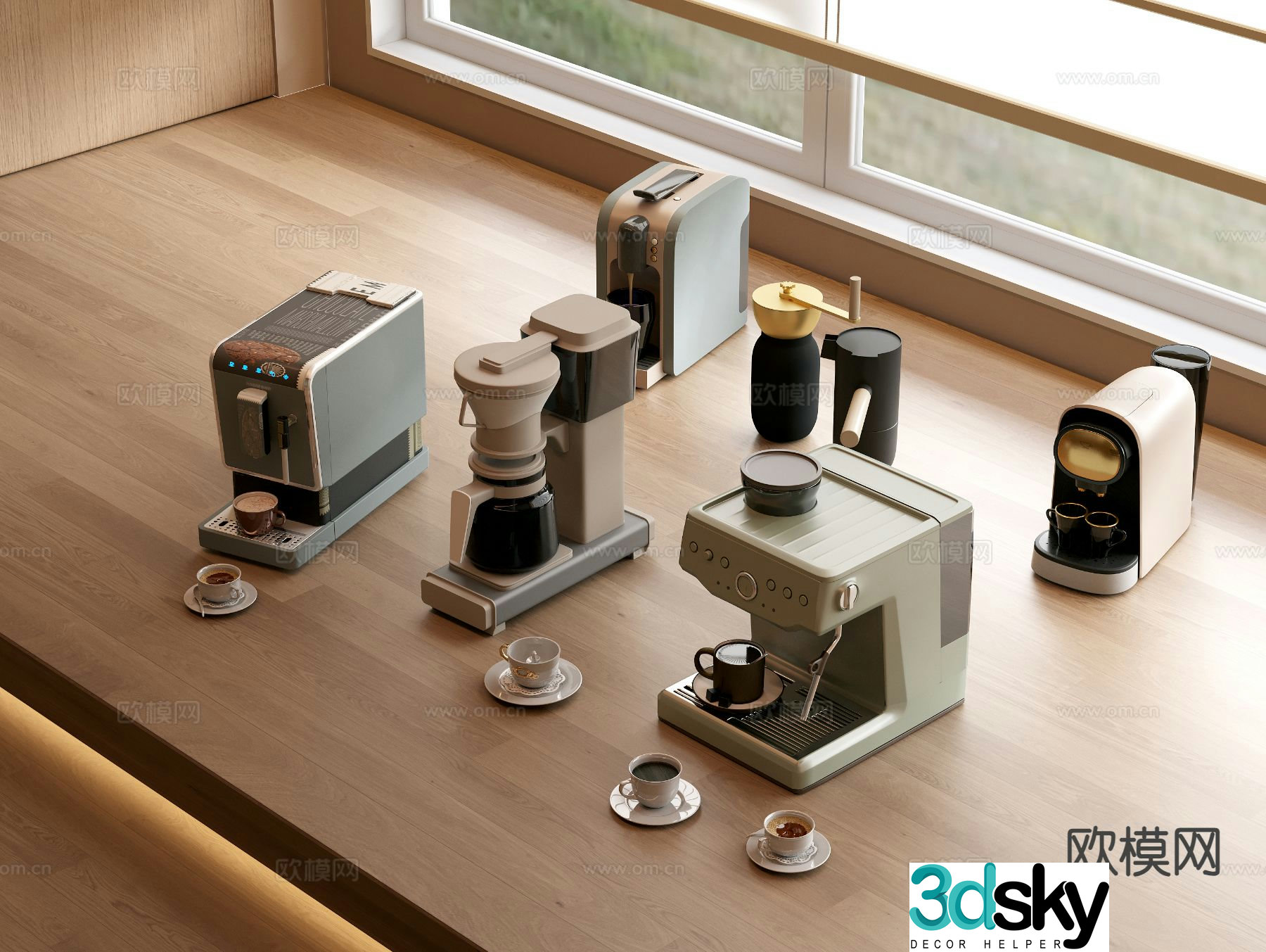 Coffee machine grinder coffee cup 3d model