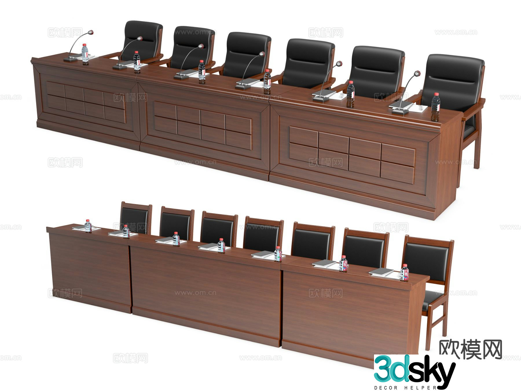 Modern conference tables and chairs chairman table and chairs 3d model
