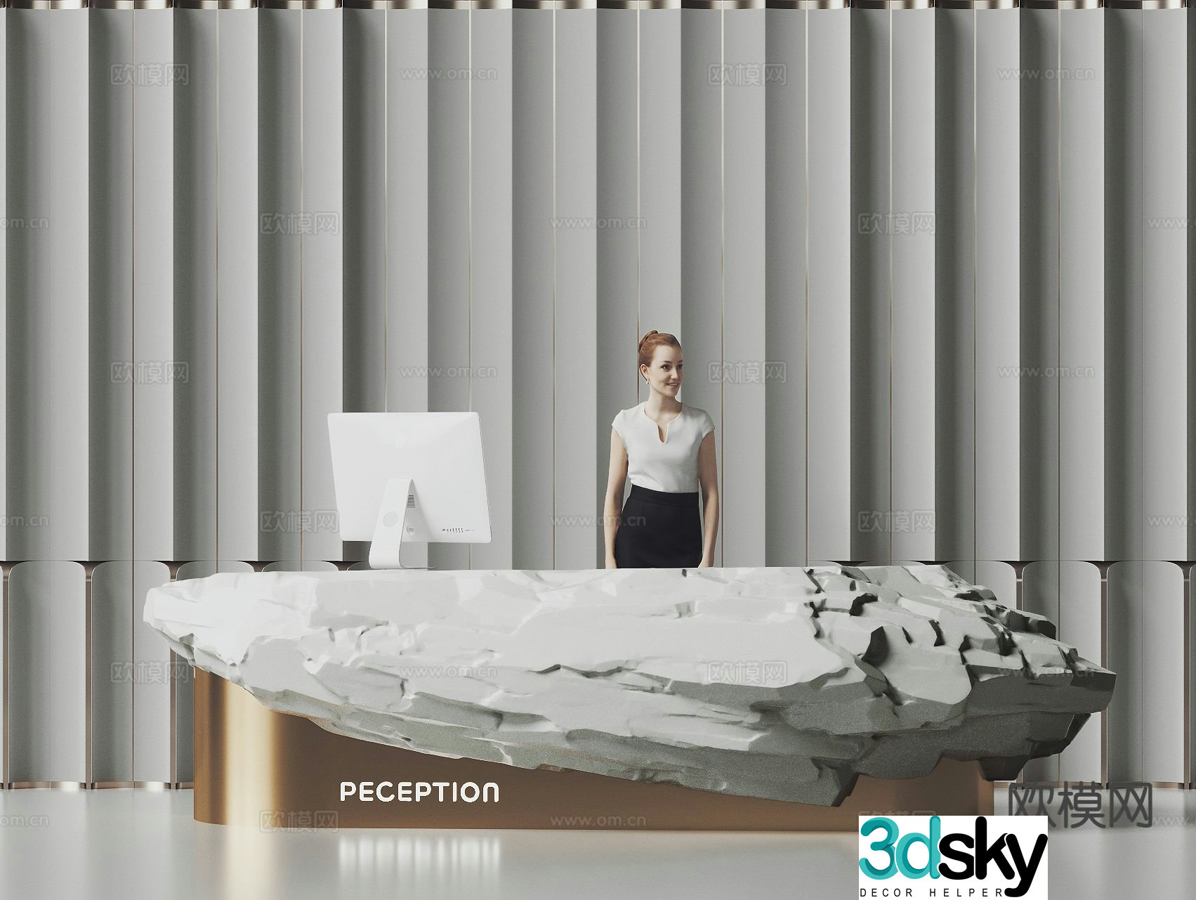Modern company front desk bar service desk reception desk 3d model