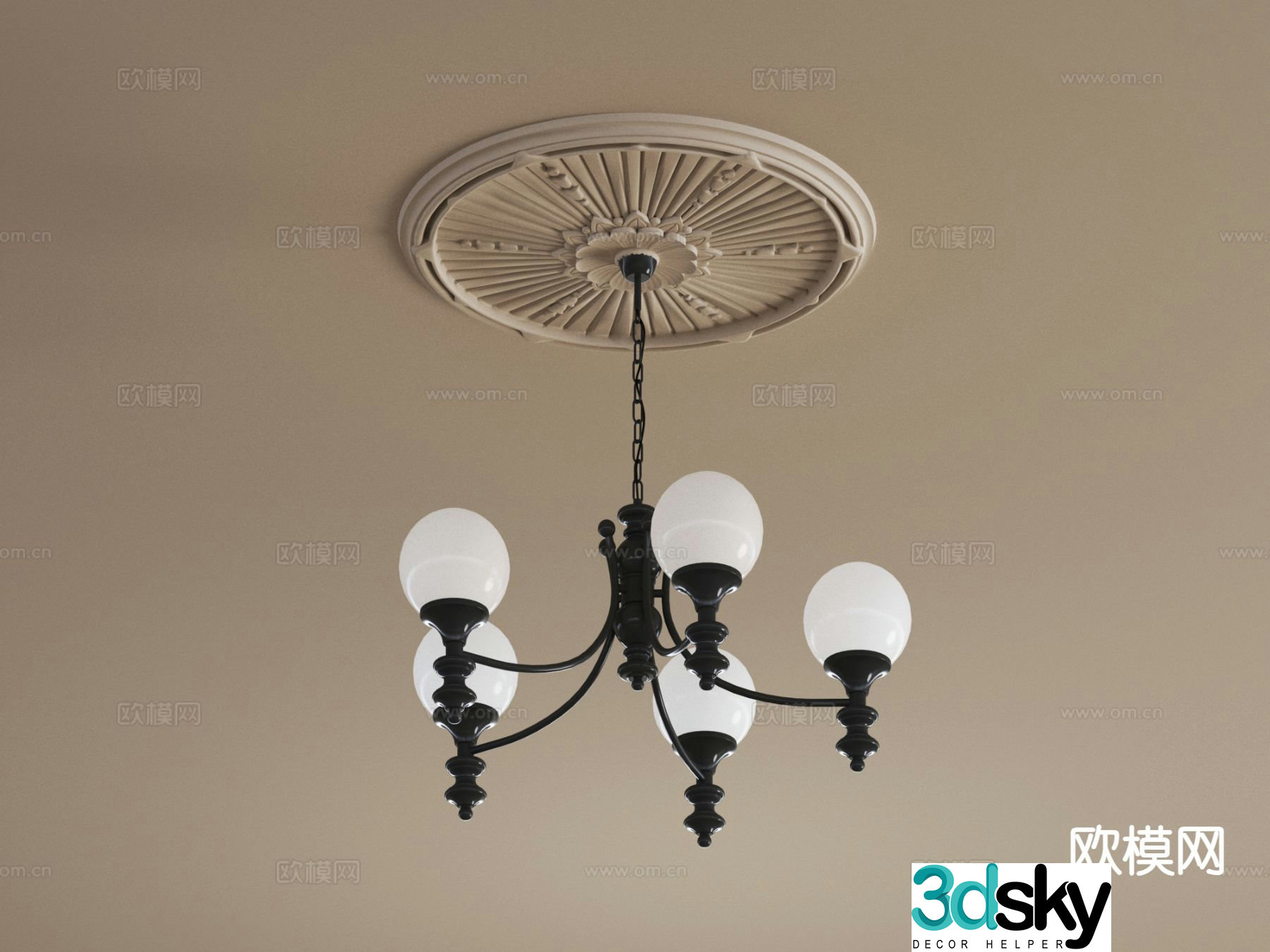 French retro chandeliers hall chandeliers 3d model