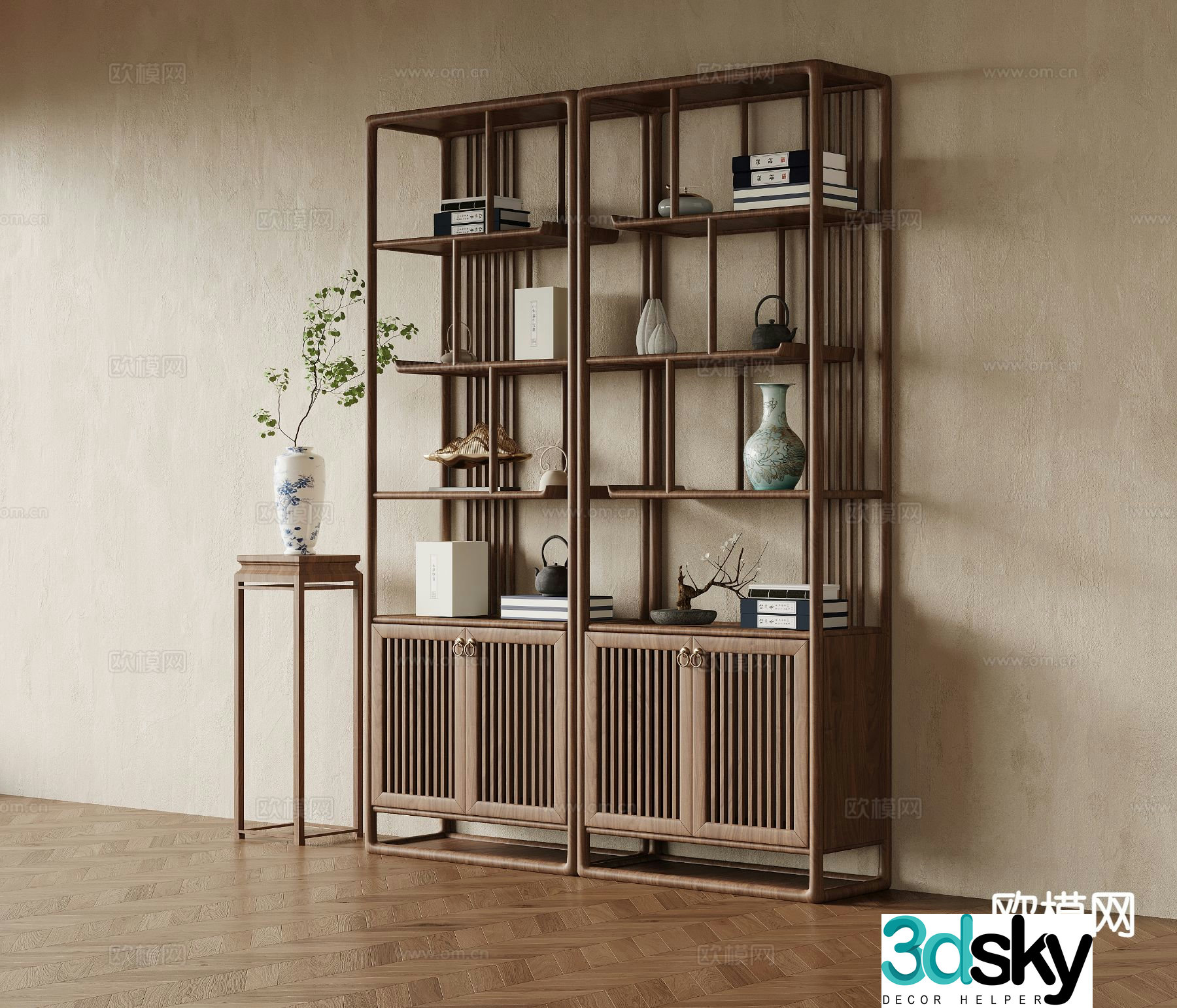 New Chinese style tea cabinet 3D model