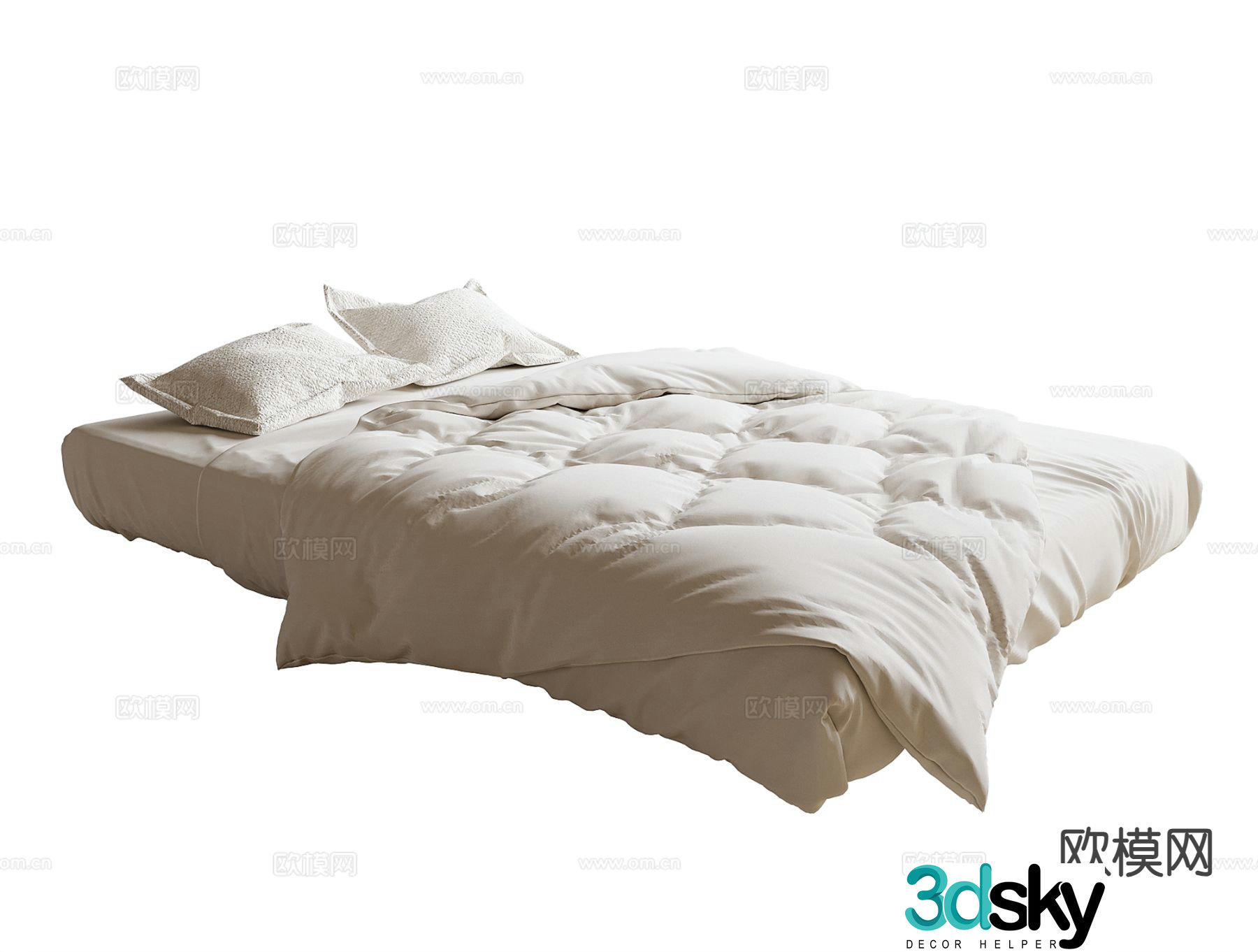 Modern double bed tatami bed 3d model