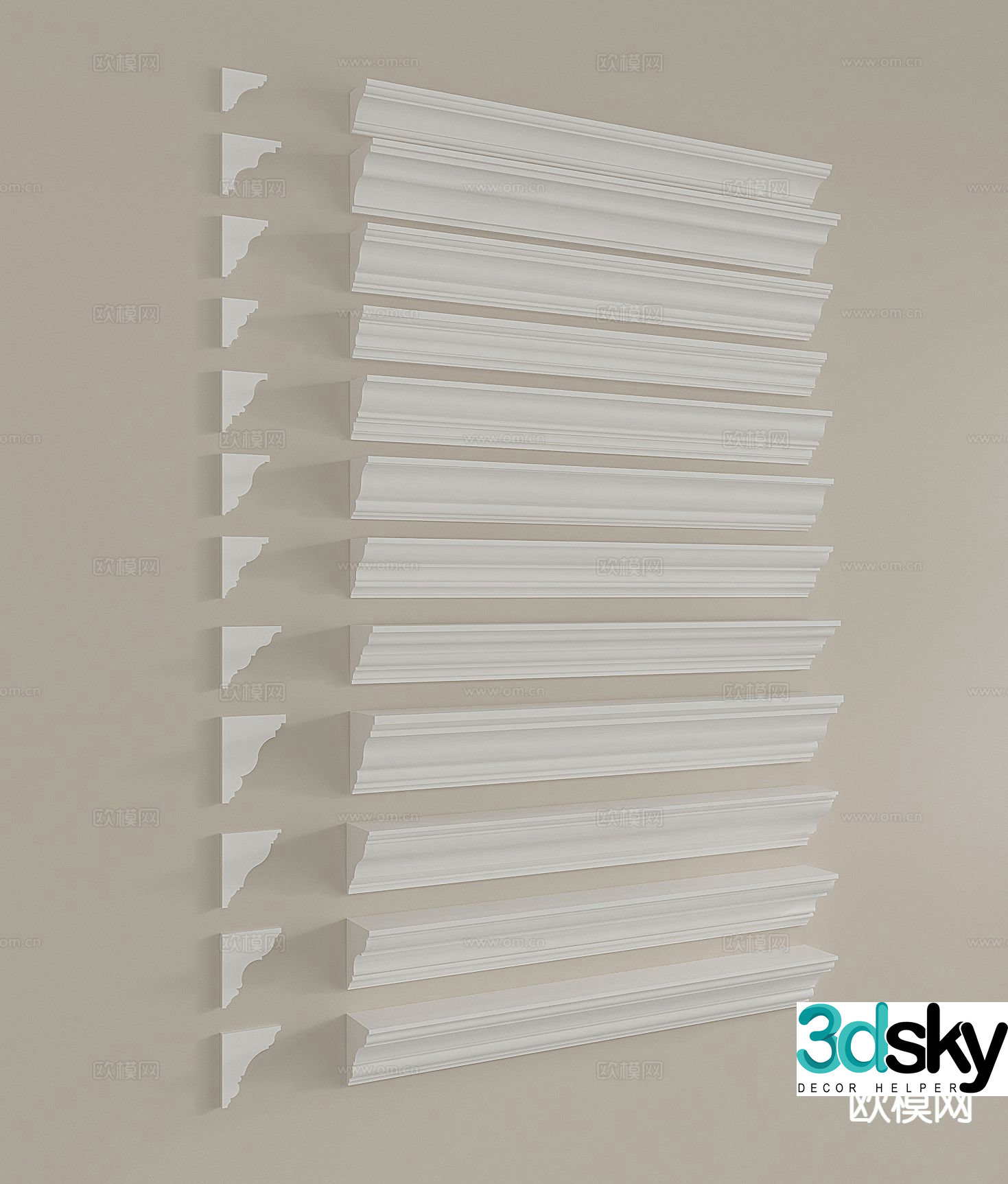 Simple European lines Gypsum lines Gypsum lines Top corner lines Gypsum lines 3D model