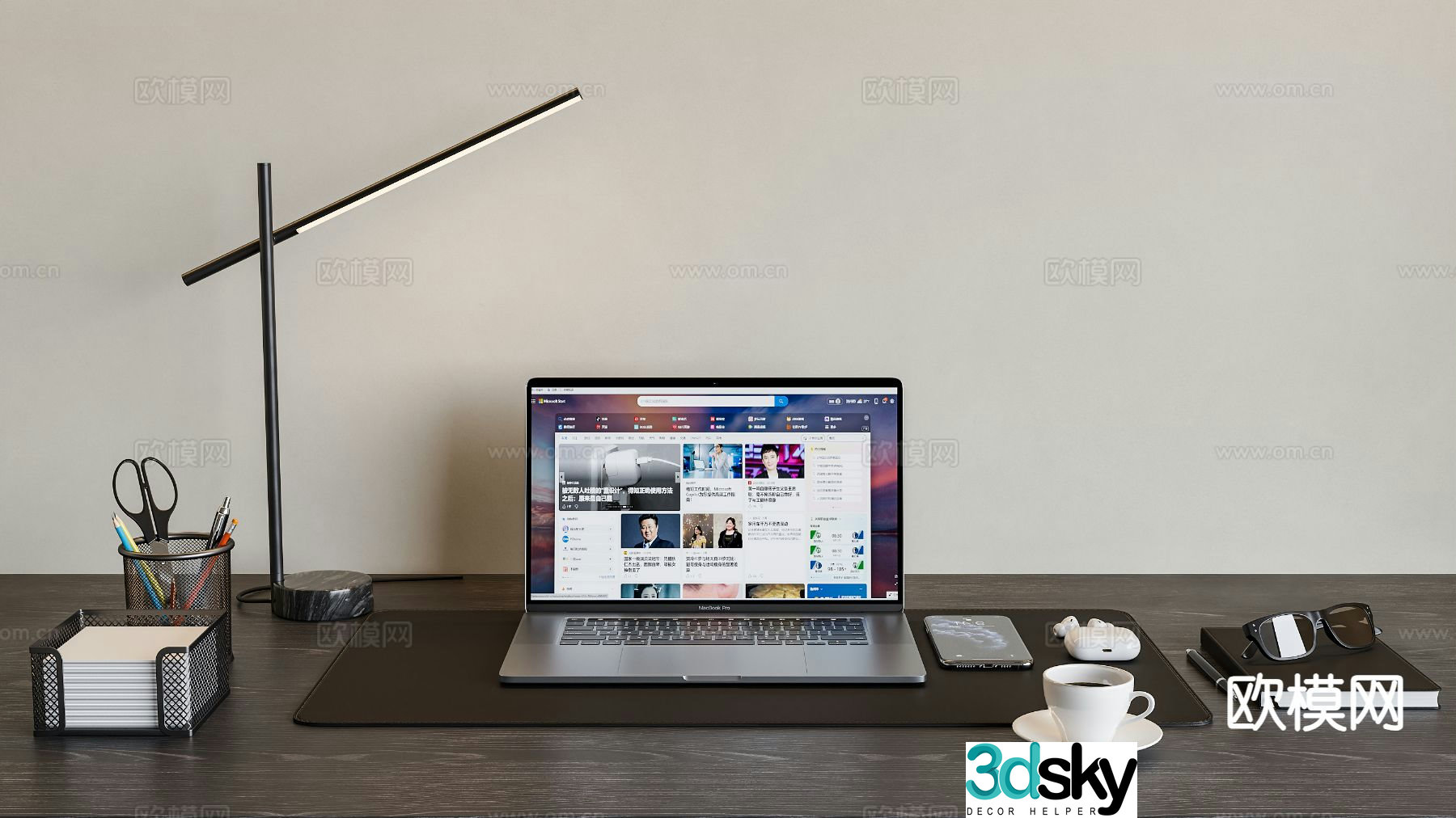 Laptop Office Supplies Desk Ornaments 3D Model