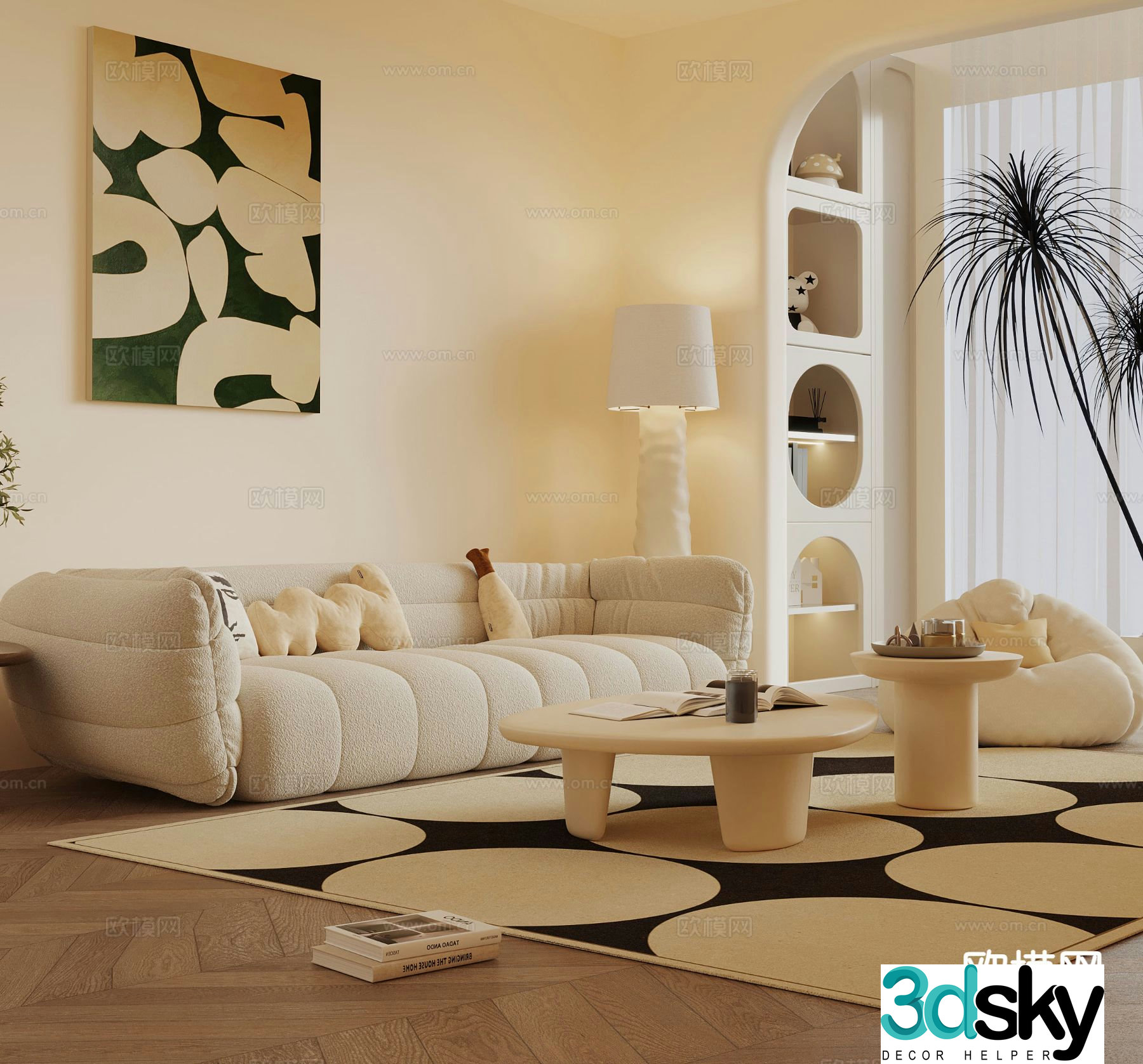 Cream style modular sofa 3d model