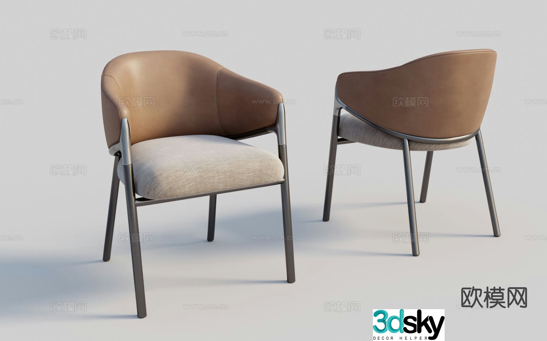 Modern chair single chair dining chair leisure chair 3d model
