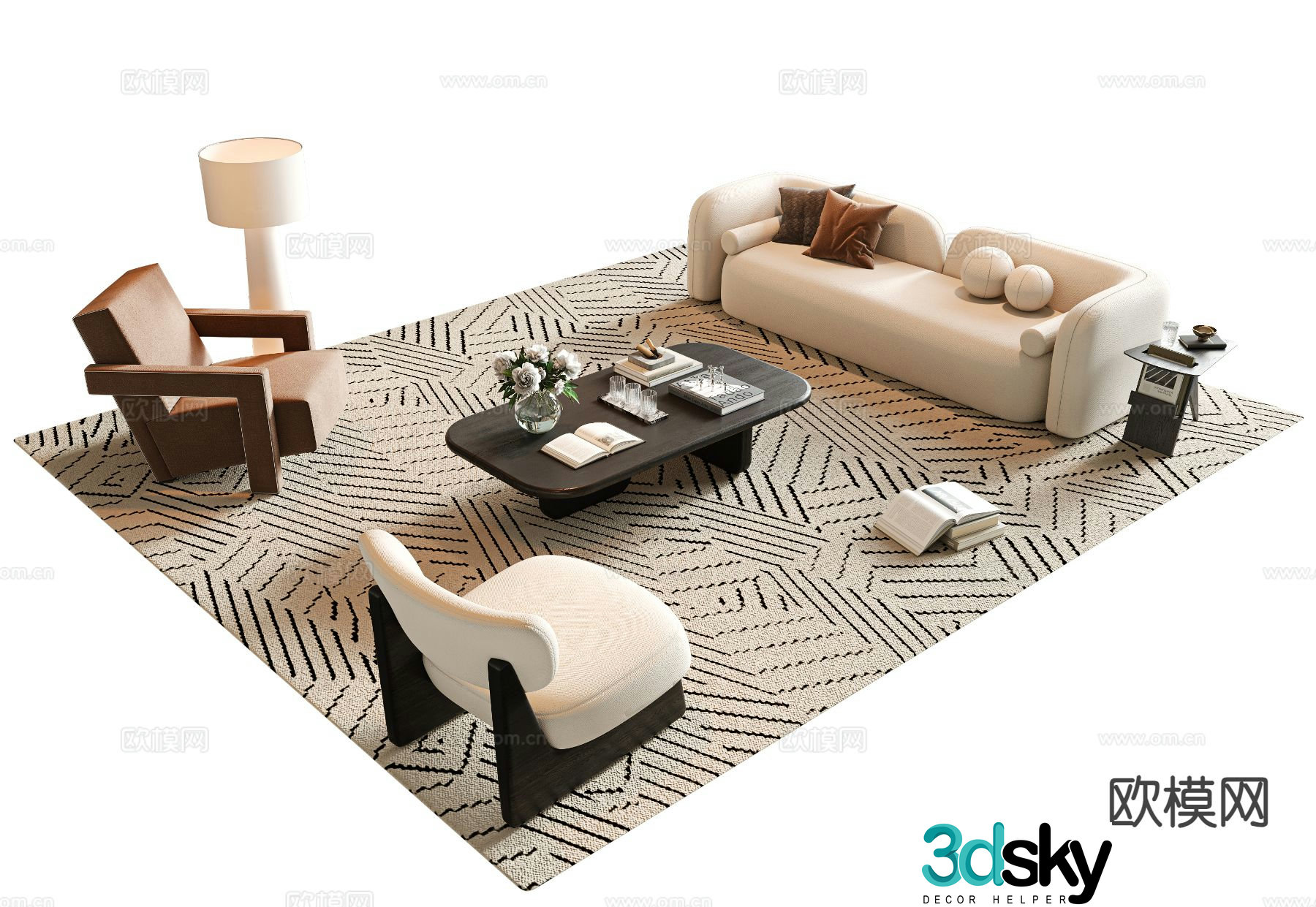 Wabi-sabi style sofa modular sofa 3d model