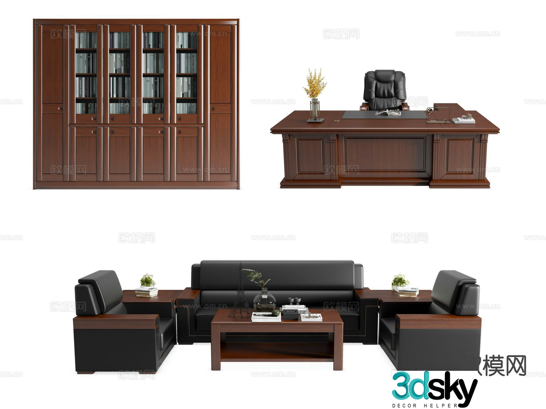 Modern executive desk and chair boss desk and chair 3d model