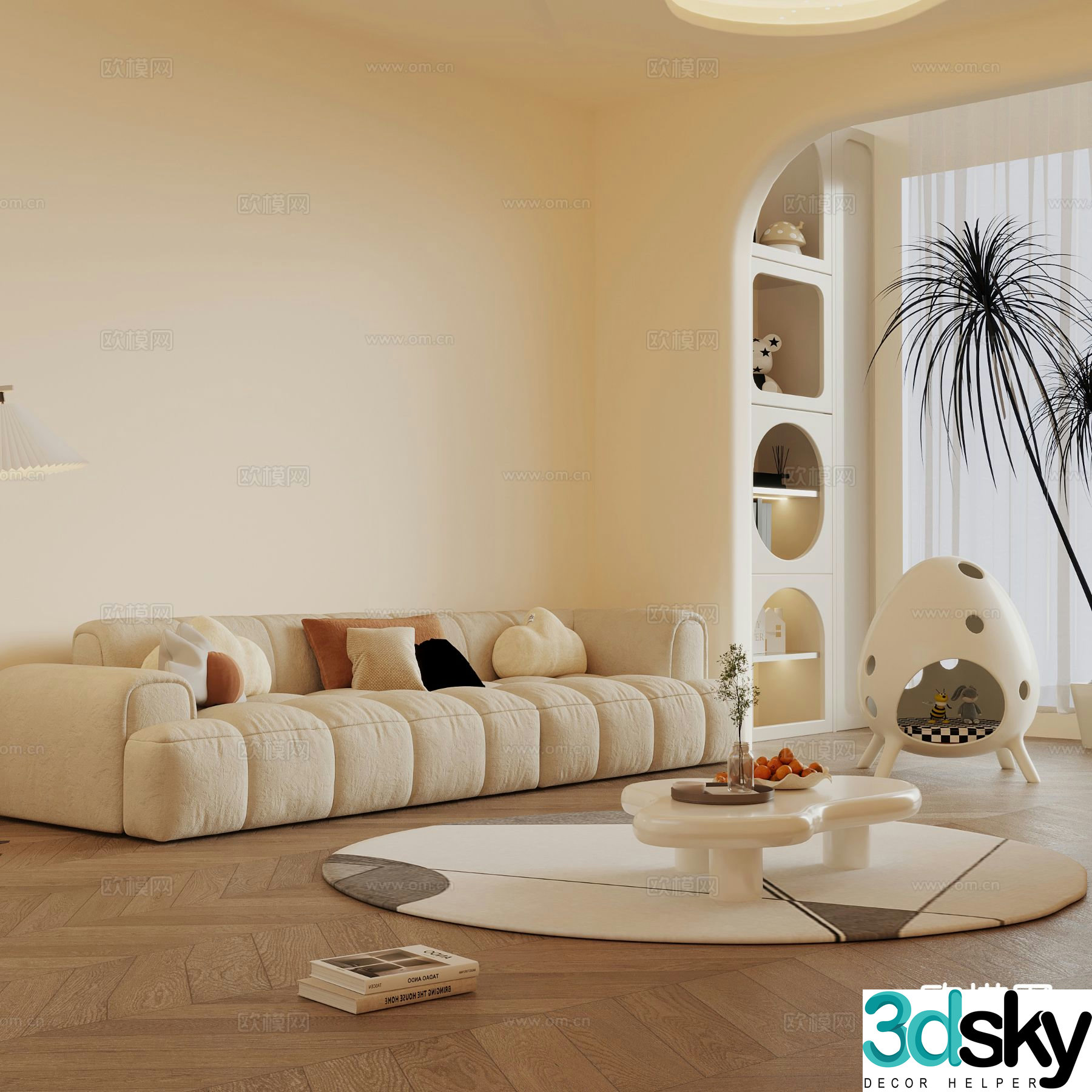 Cream style sofa modular sofa 3d model