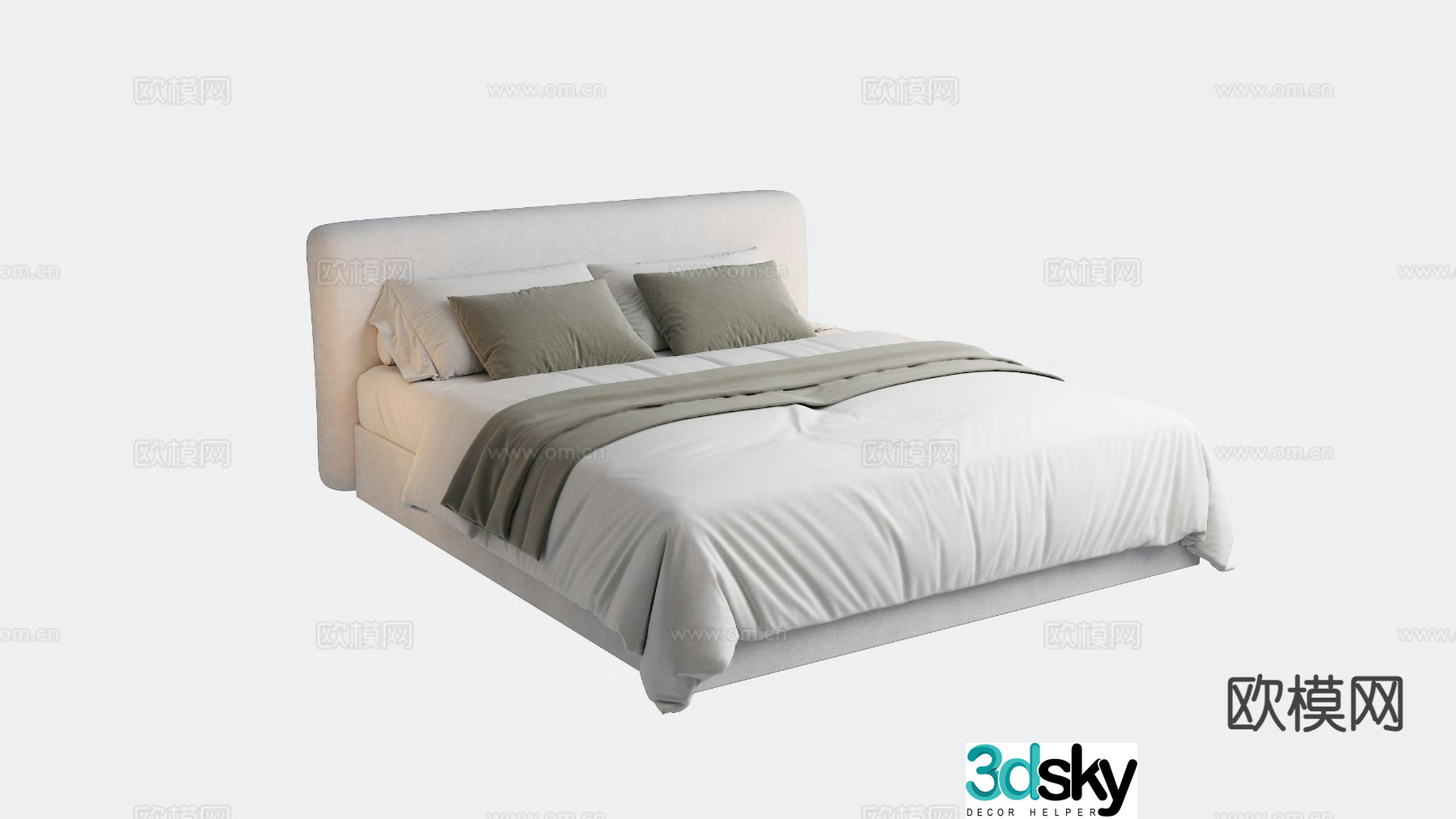 Modern double bed 3d model