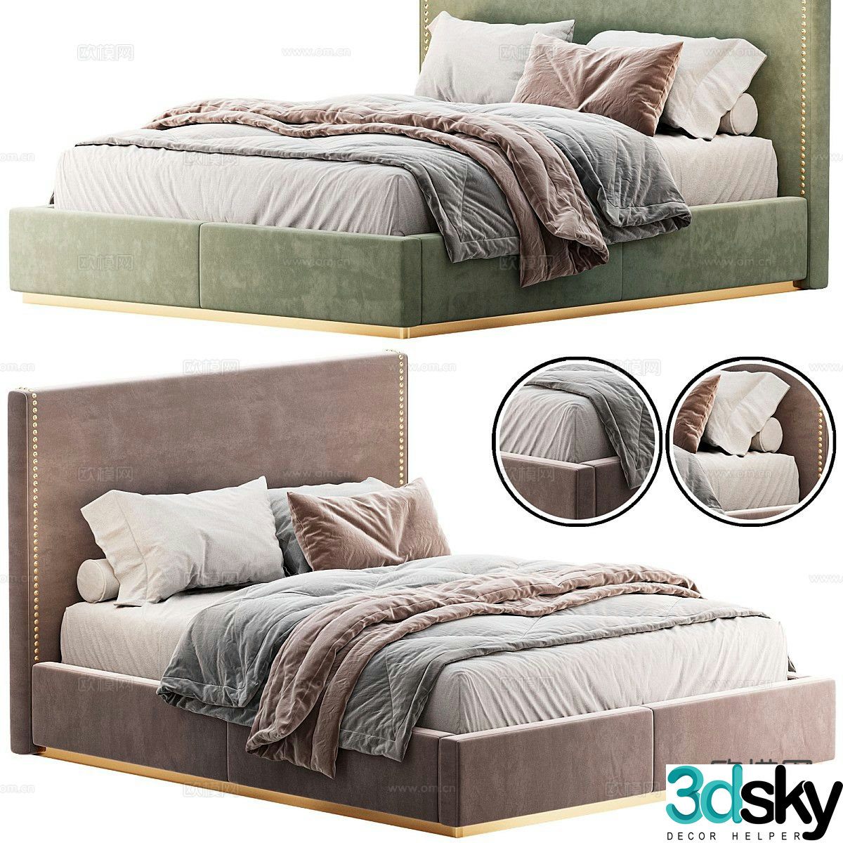 Modern double bed 3d model