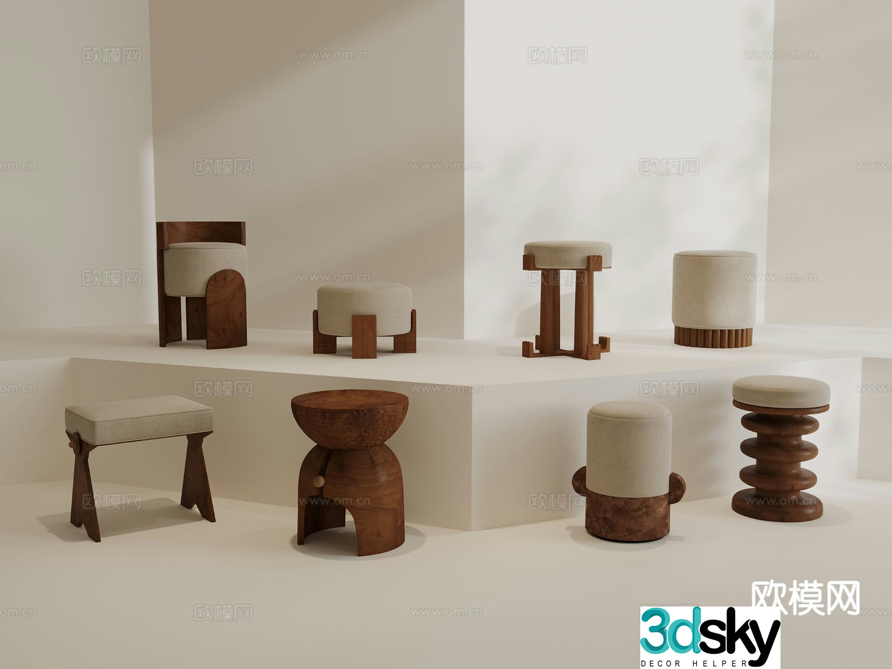 Medieval style round stool shoe changing stool stool dressing stool 3d model