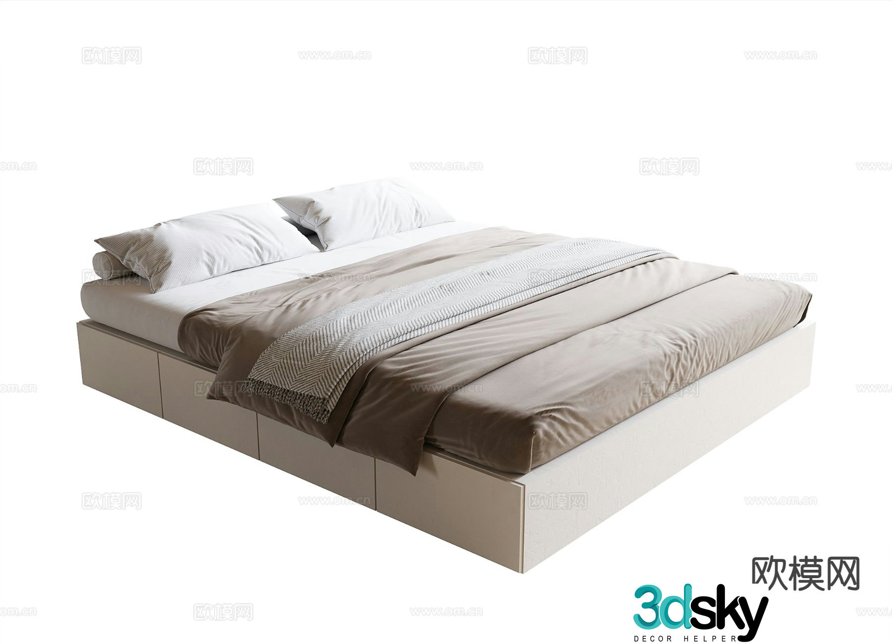 Modern double bed 3d model